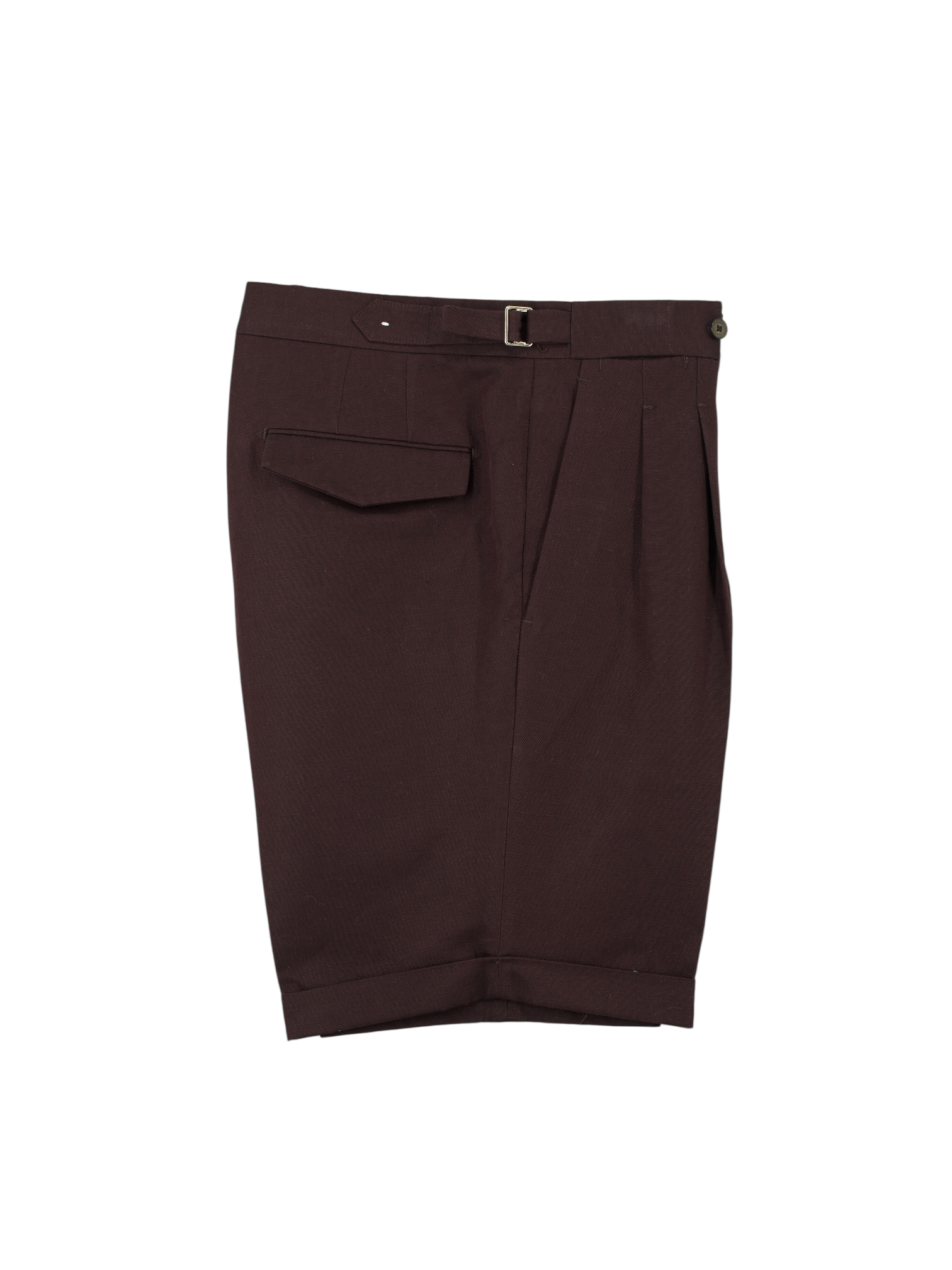 Briglia Chocolate Brown Pure-Linen Double Pleated Sartorial Shorts