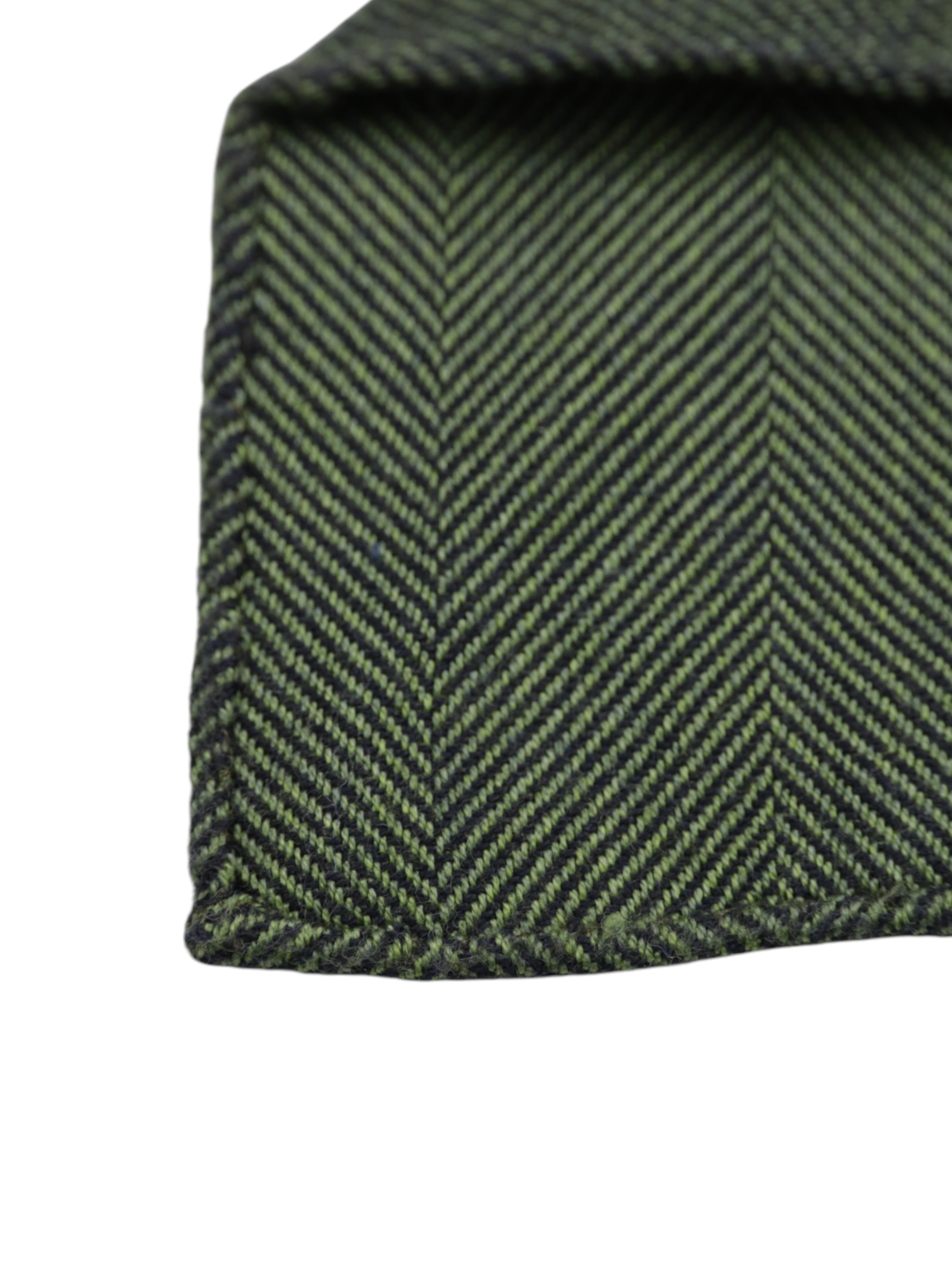 Kiton 5-Fold Olive Green Handrolled Cashmere Herringbone Tie