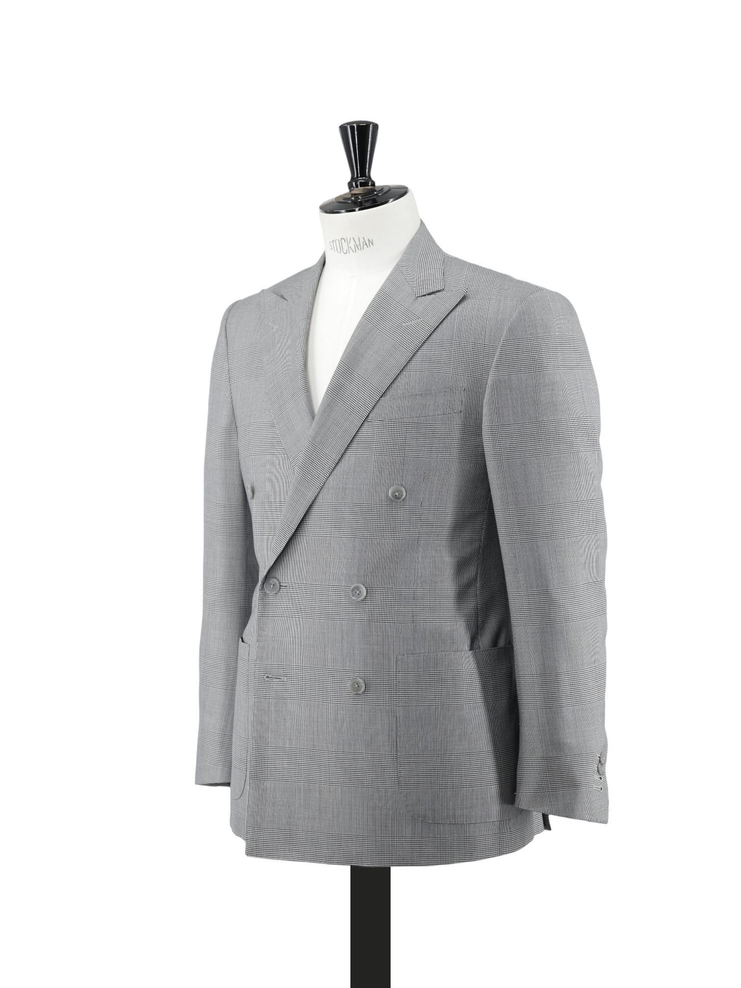Corneliani Grey Fine-Wool Double Breasted Prince of Wales Suit