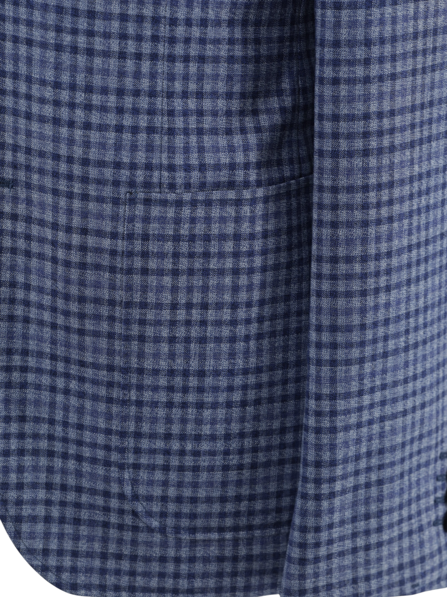 Canali Blue & Grey Lightweight-Wool Gingham-Check Jacket