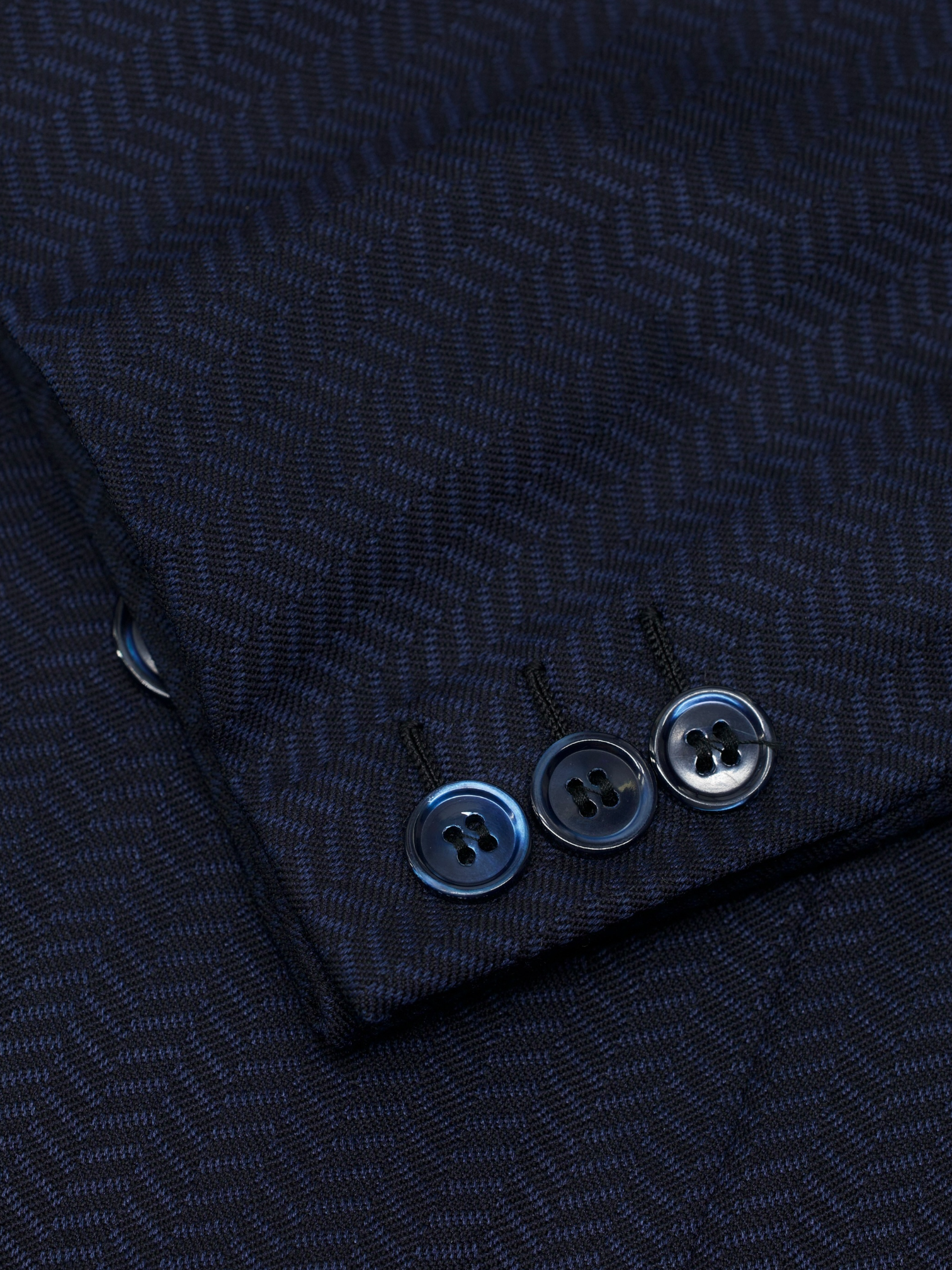 Brioni Dark Blue Wool & Silk Double-Breasted Zig-Zag Aurelio Jacket