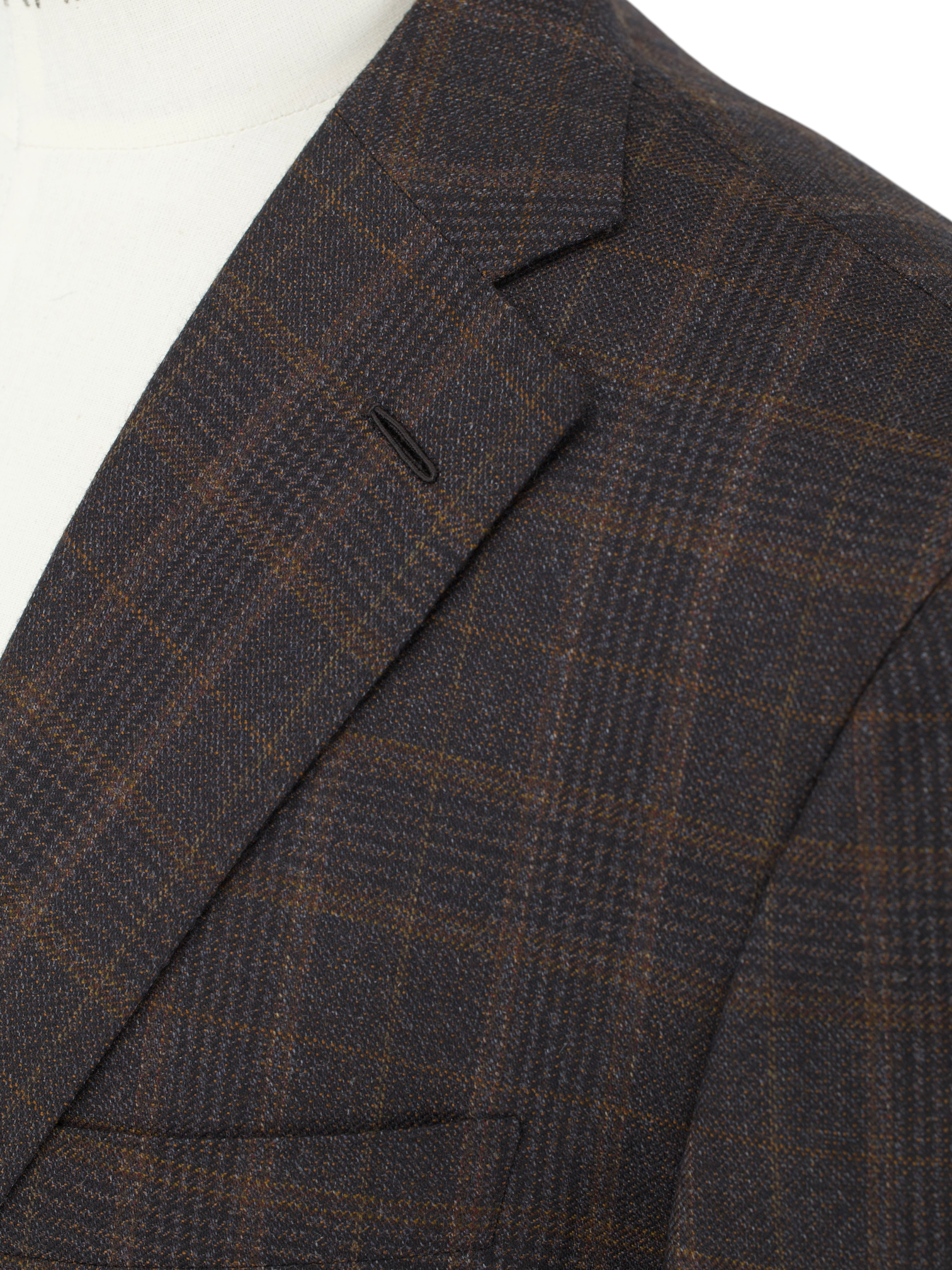 Caruso Castagne Brown Fine-Wool Prince of Wales Jacket