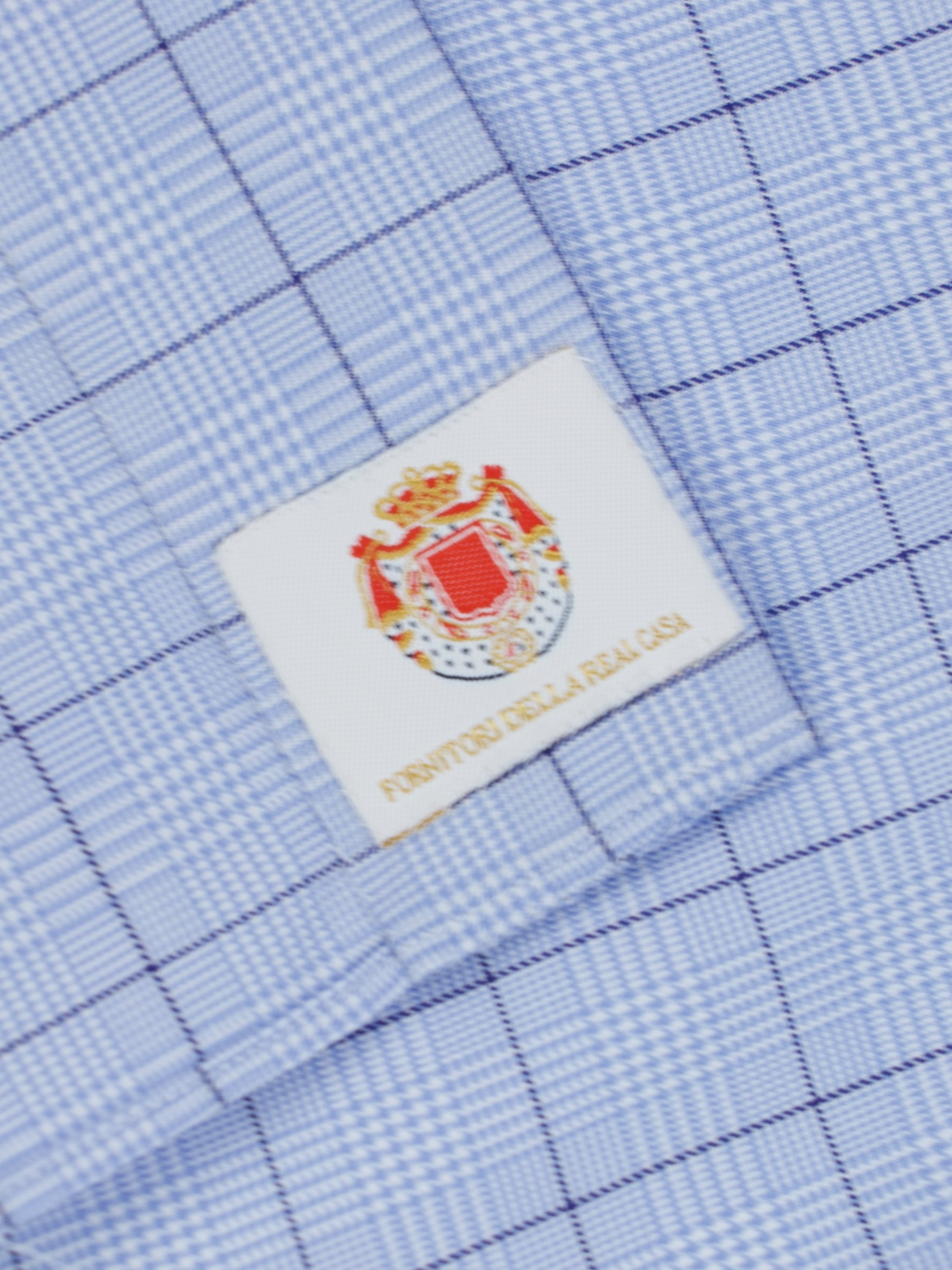 Luigi Borrelli Blue Heavyweight Cotton Prince of Wales Shirt