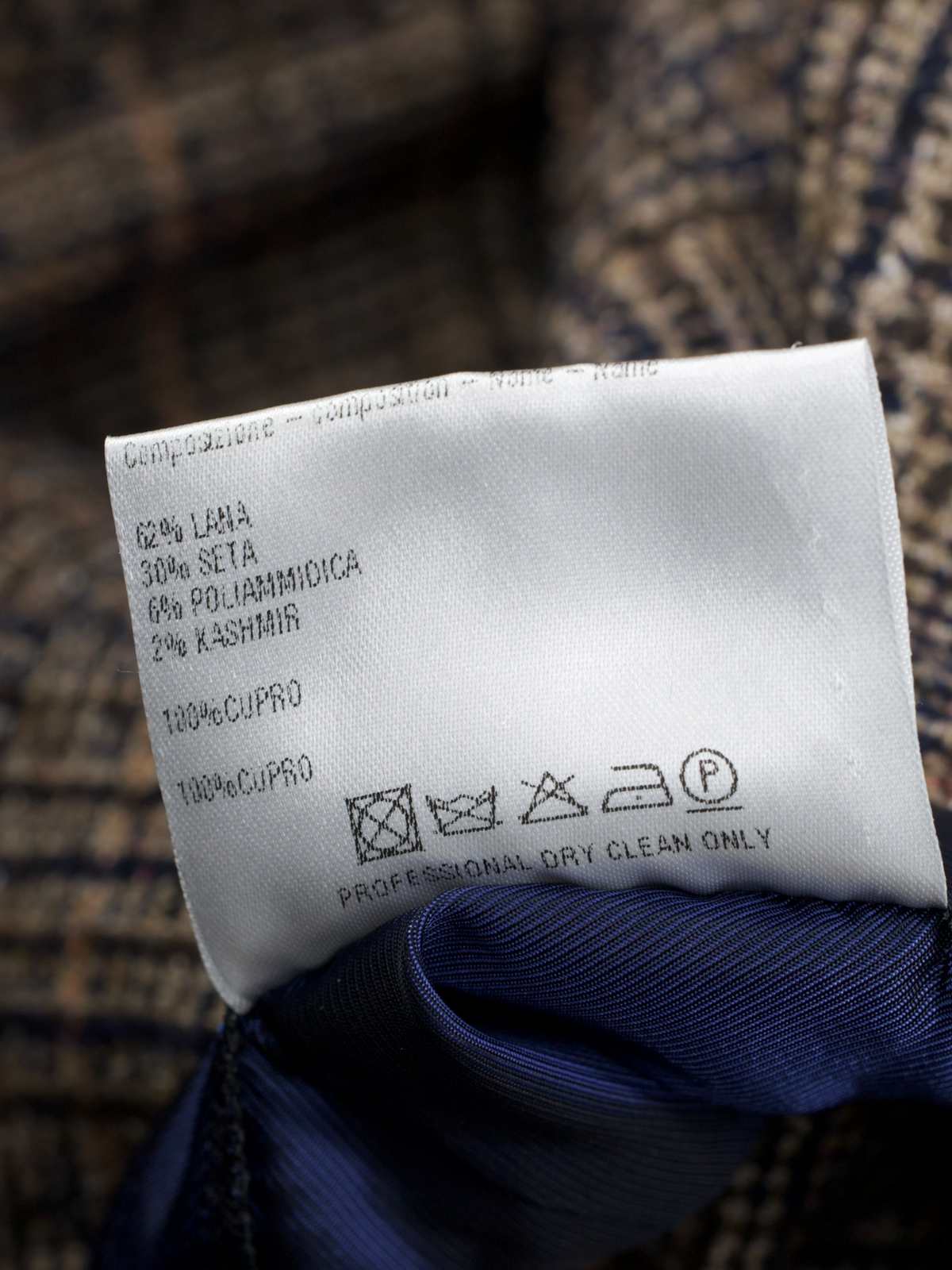 Caruso Light Brown & Orange Wool, Silk, Stretch & Cashmere Glencheck Jacket
