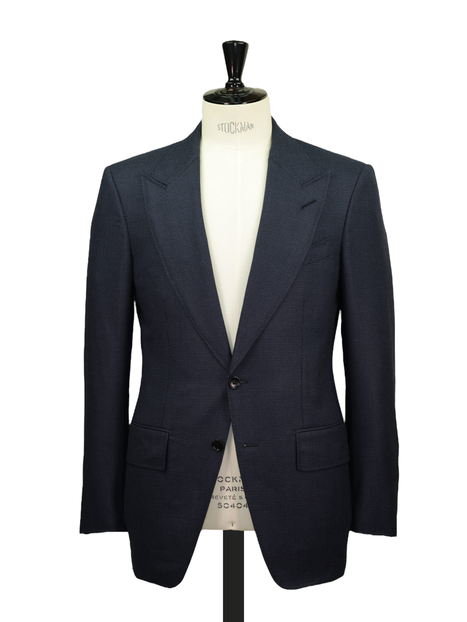 Tom Ford Navy Wool Micro-Pattern Atticus Jacket