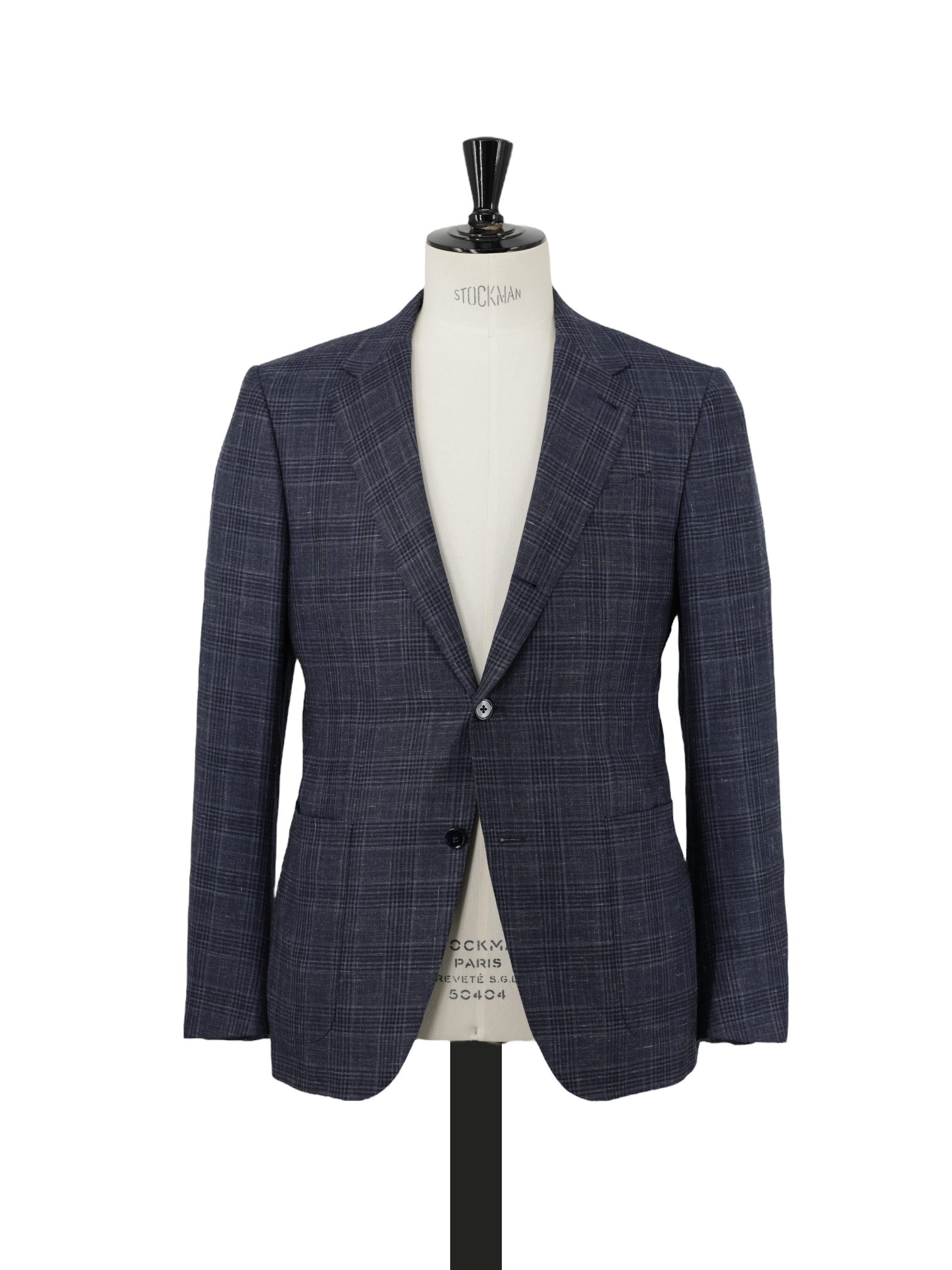 Ermenegildo Zegna Dark Blue Cashmere, Silk & Linen Prince of Wales Milano Easy Jacket