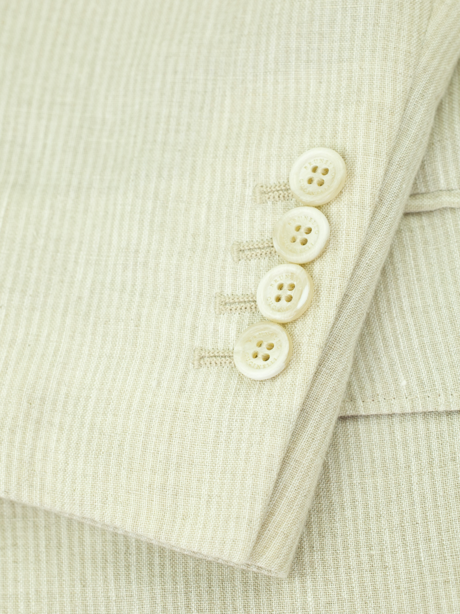 Brunello Cucinelli Greige Pure-Linen Micro-Stripe Suit