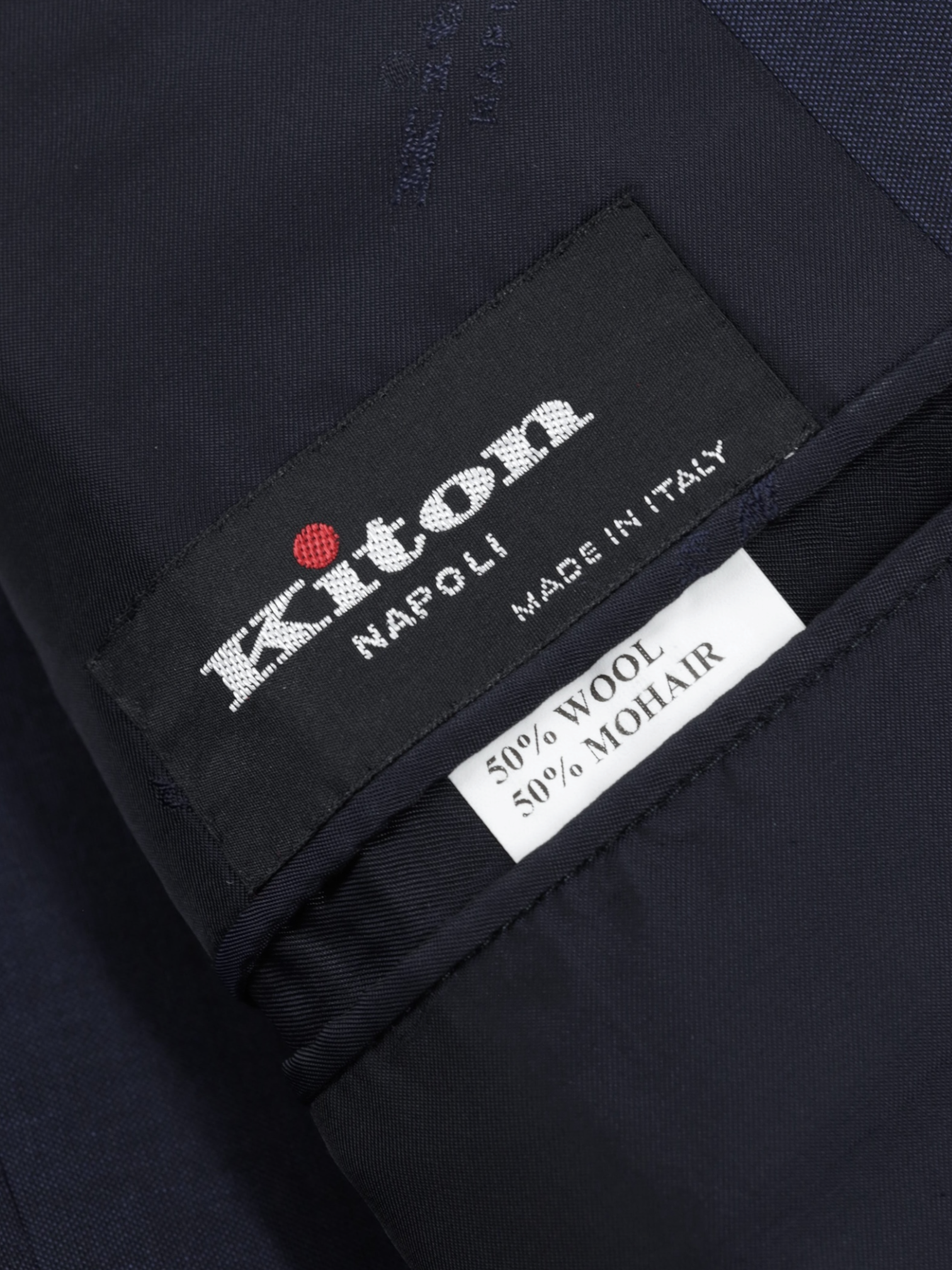 Kiton Dark Blue Wool & Mohair Basket-Weave Summer Suit