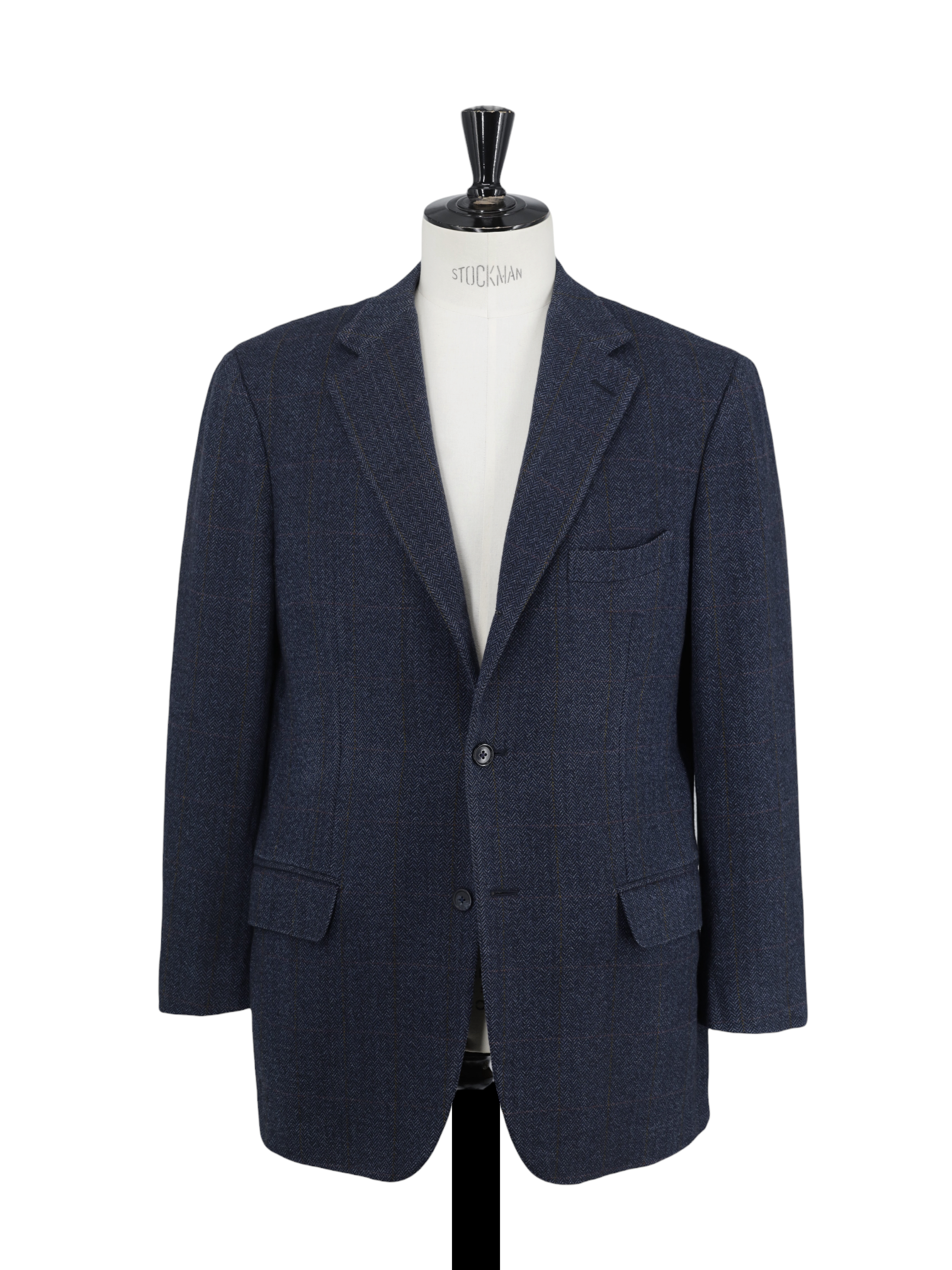Isaia Vintage Dark Blue & Brown Wool & Cashmere Windowpane Jacket