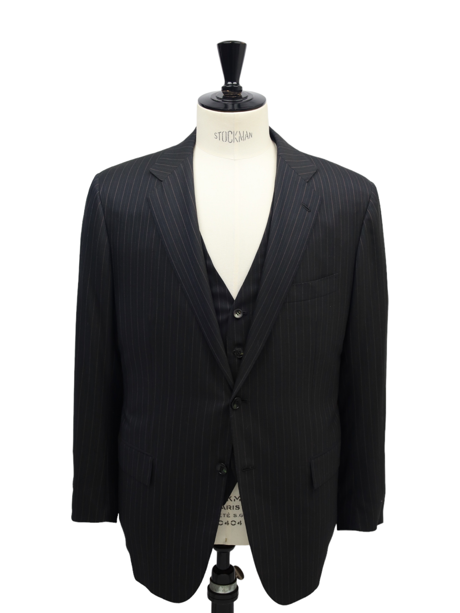 Kiton Anthracite 3-Piece Super 180's Bi-Color Pinstripe Suit