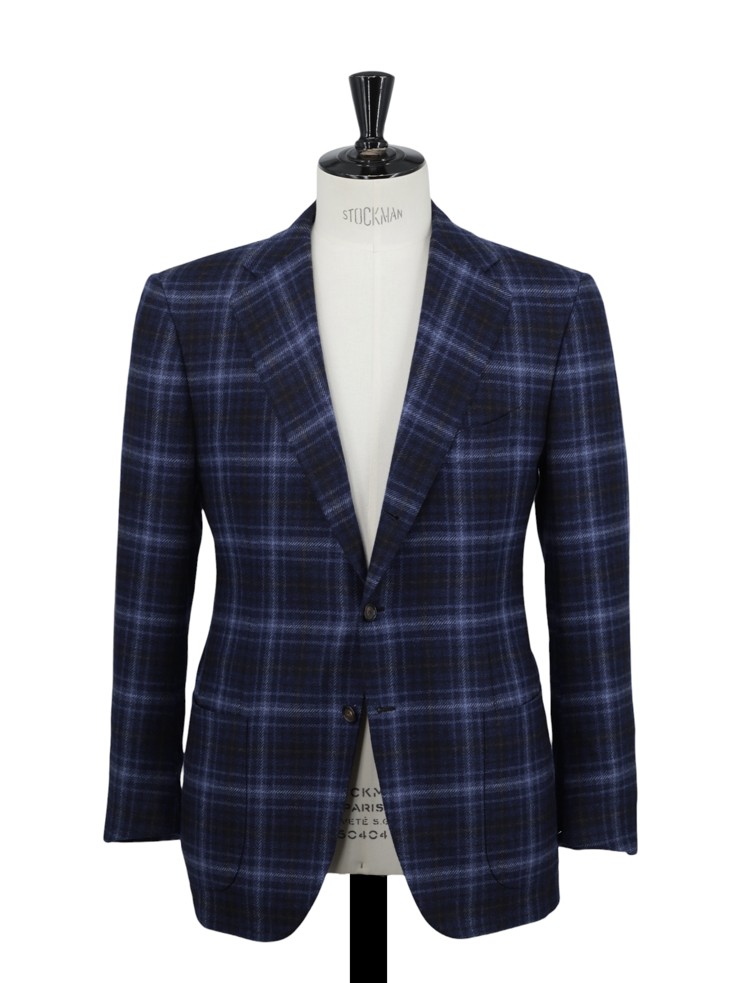 Cesare Attolini Dark Blue & Brown Pure Cashmere Windowpane Jacket