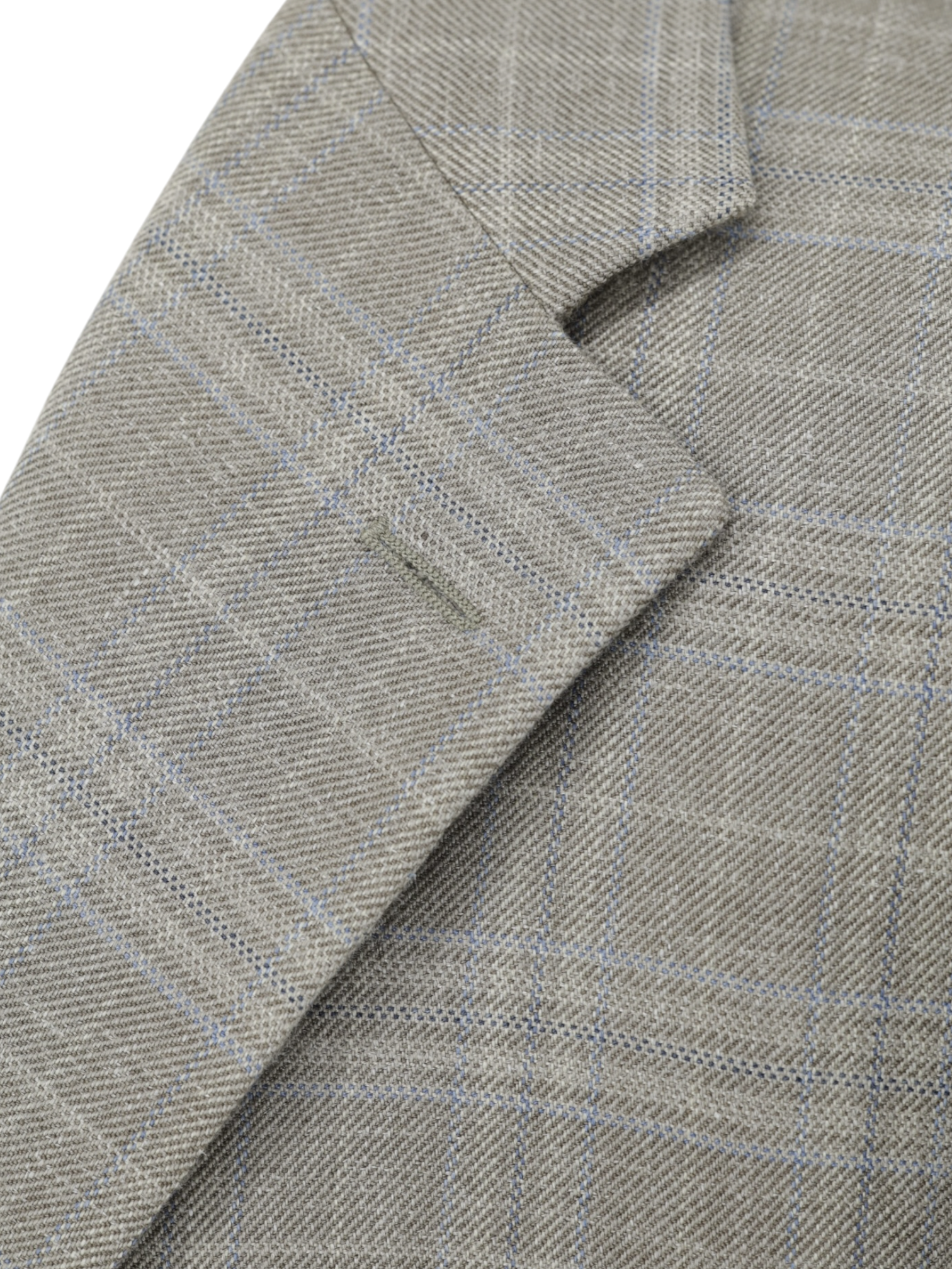 Corneliani Taupe & Light Blue Wool, Silk & Linen Checkered Jacket