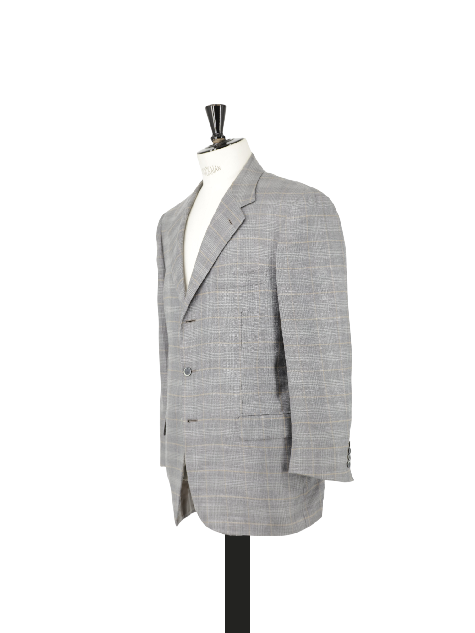 Brioni Light Grey & Taupe Cashmere & Silk Windowpane Palatino Jacket