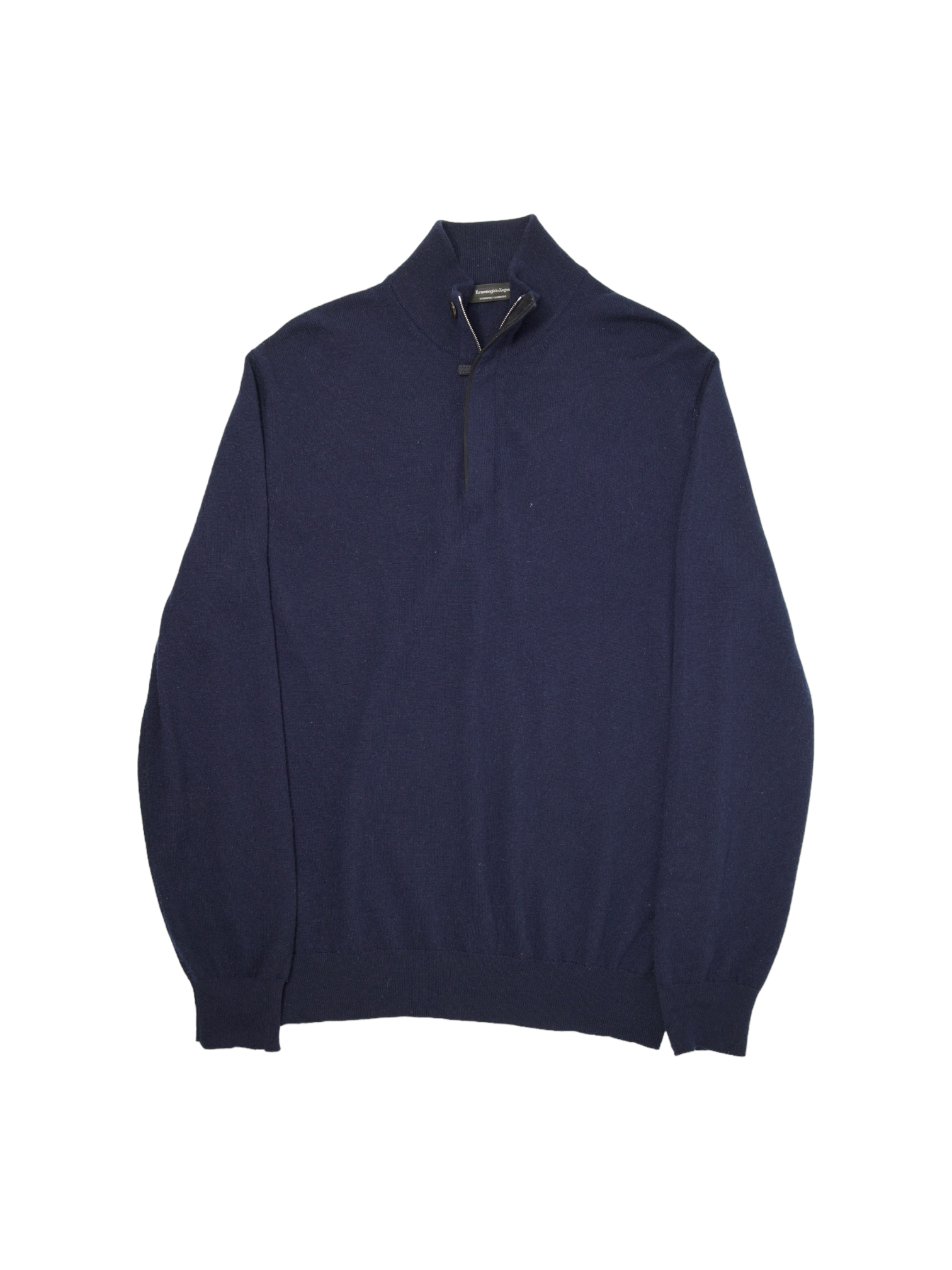 Ermenegildo Zegna Navy Premium Cashmere Zip-Up Fisherman's Sweater