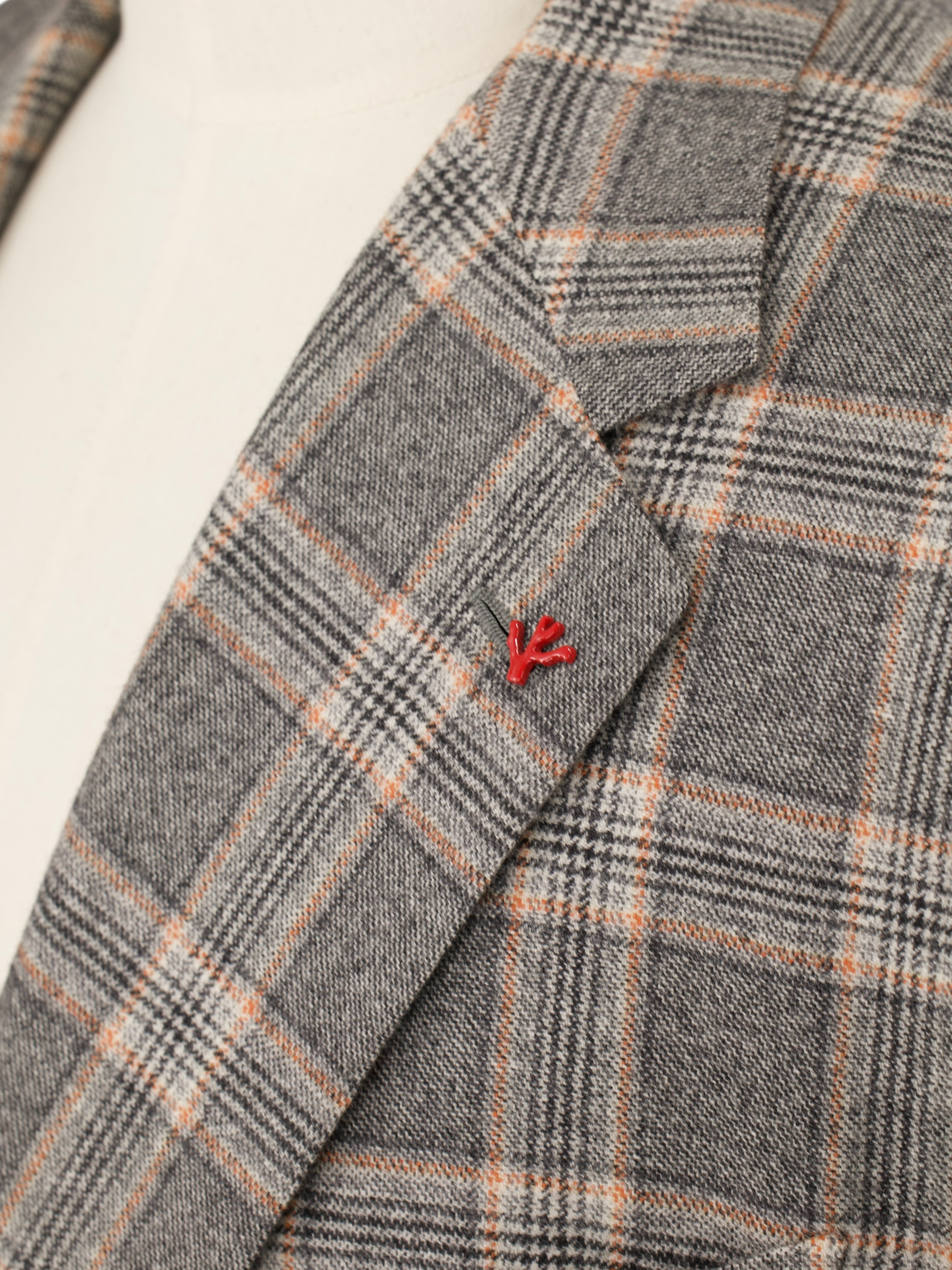 Isaia Grey & Light Brown Wool Prince of Wales Jacket