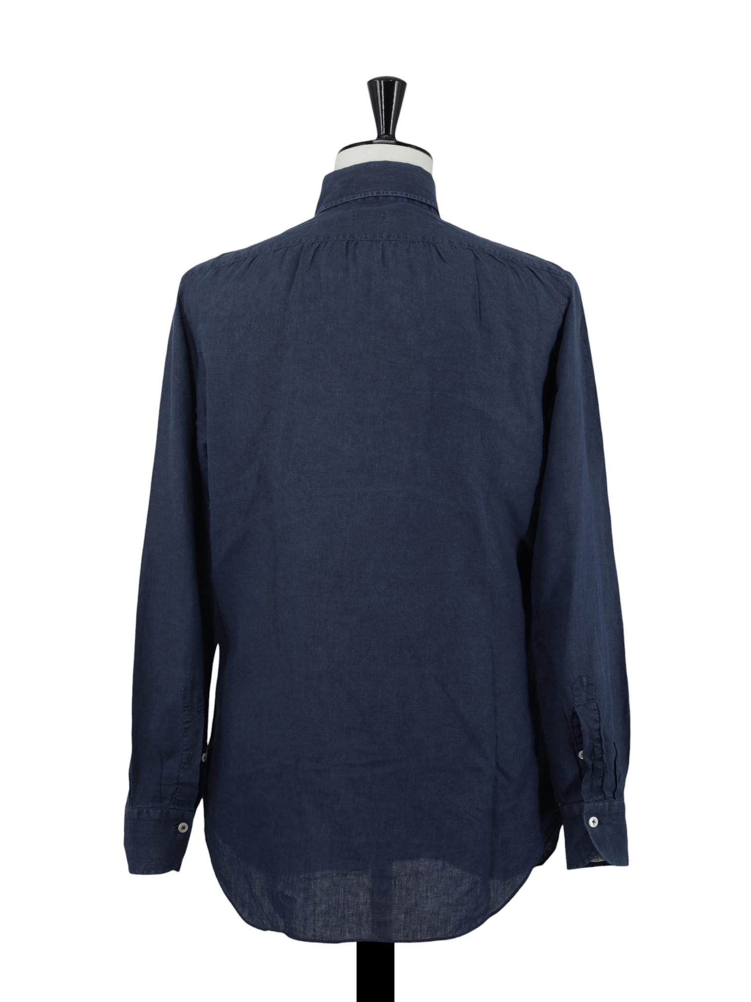 Finamore Dark Blue Pure Linen Button-Down Shirt
