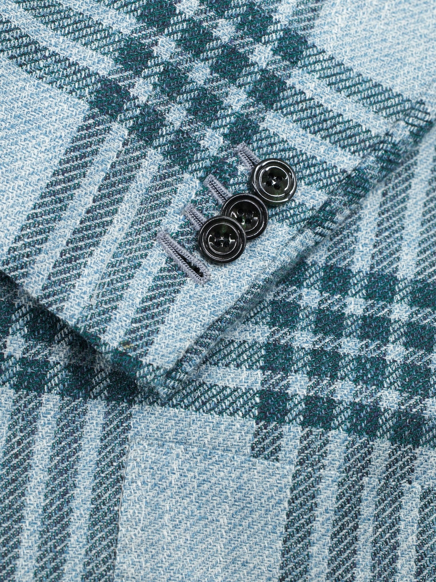 Kiton Light Green Cashmere, Wool, Silk & Linen Checkered Jacket