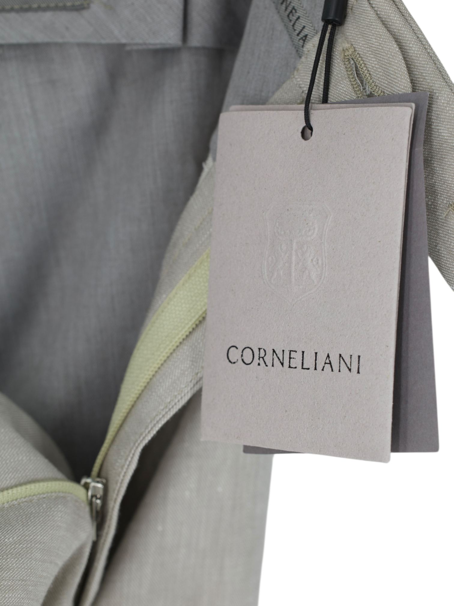 Corneliani Greige Linen and Wool Mélange Trousers