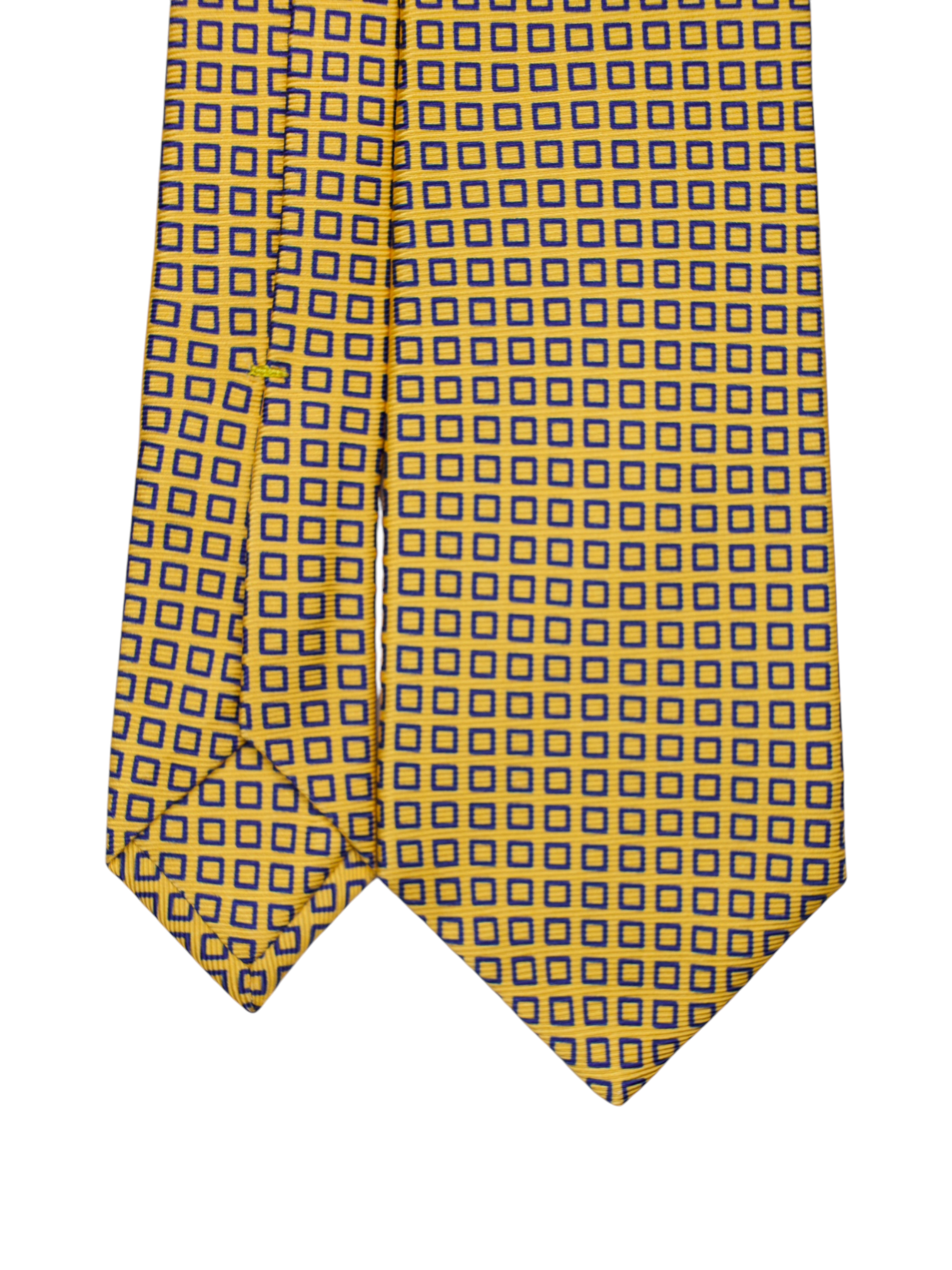 Kiton 5-Fold Tangerine & Navy Silk Square Pattern Tie