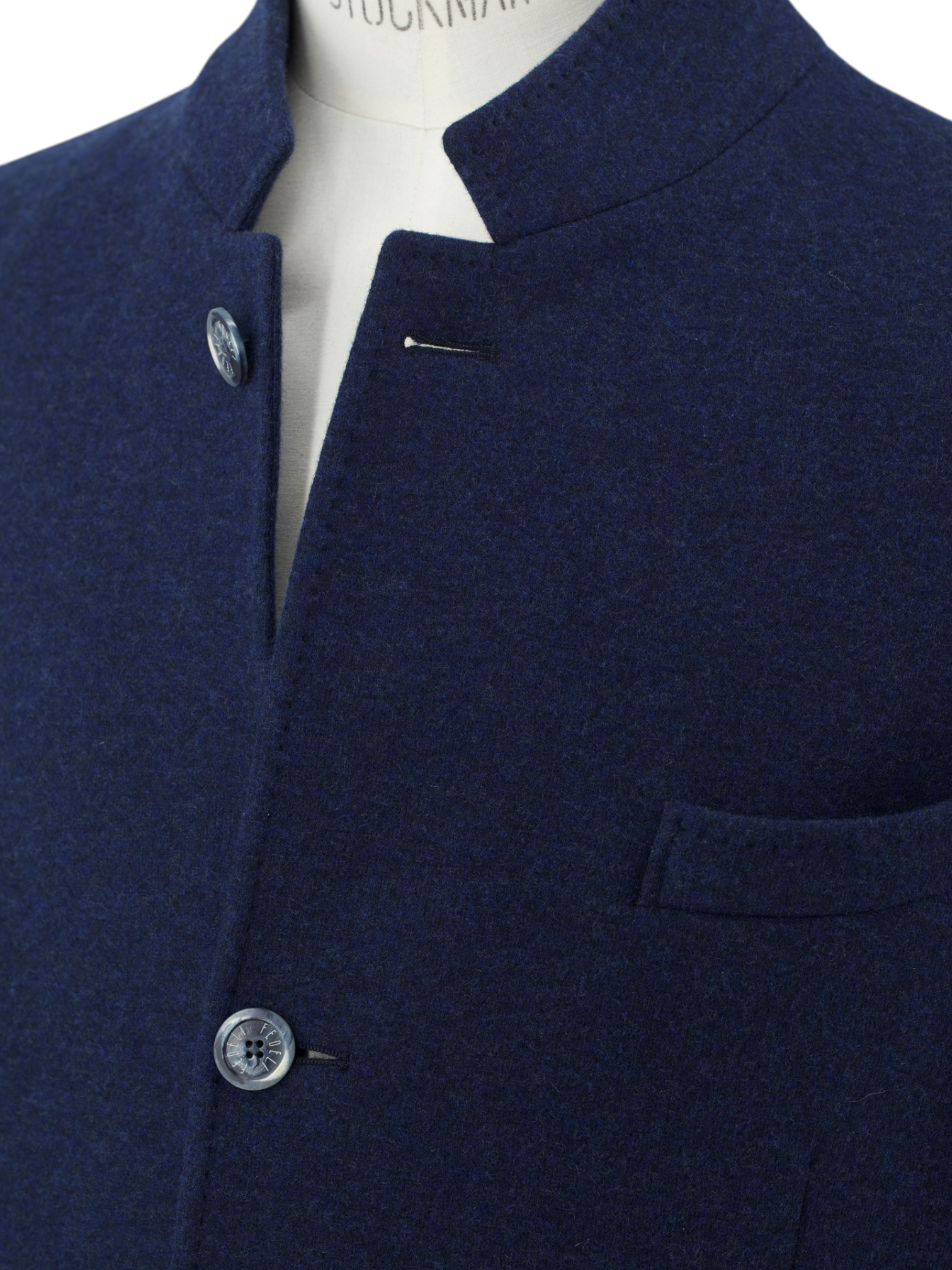 Fedeli Dark Blue Pure Cashmere Tubular-Collar "Damon" Jacket