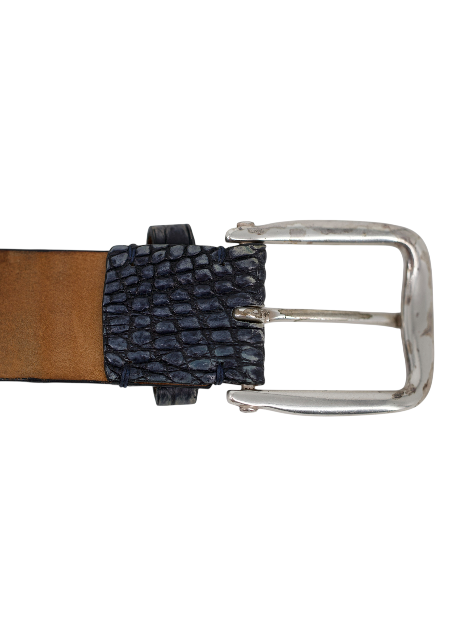 D'Amico Dark Blue Genuine Crocodile Leather Belt