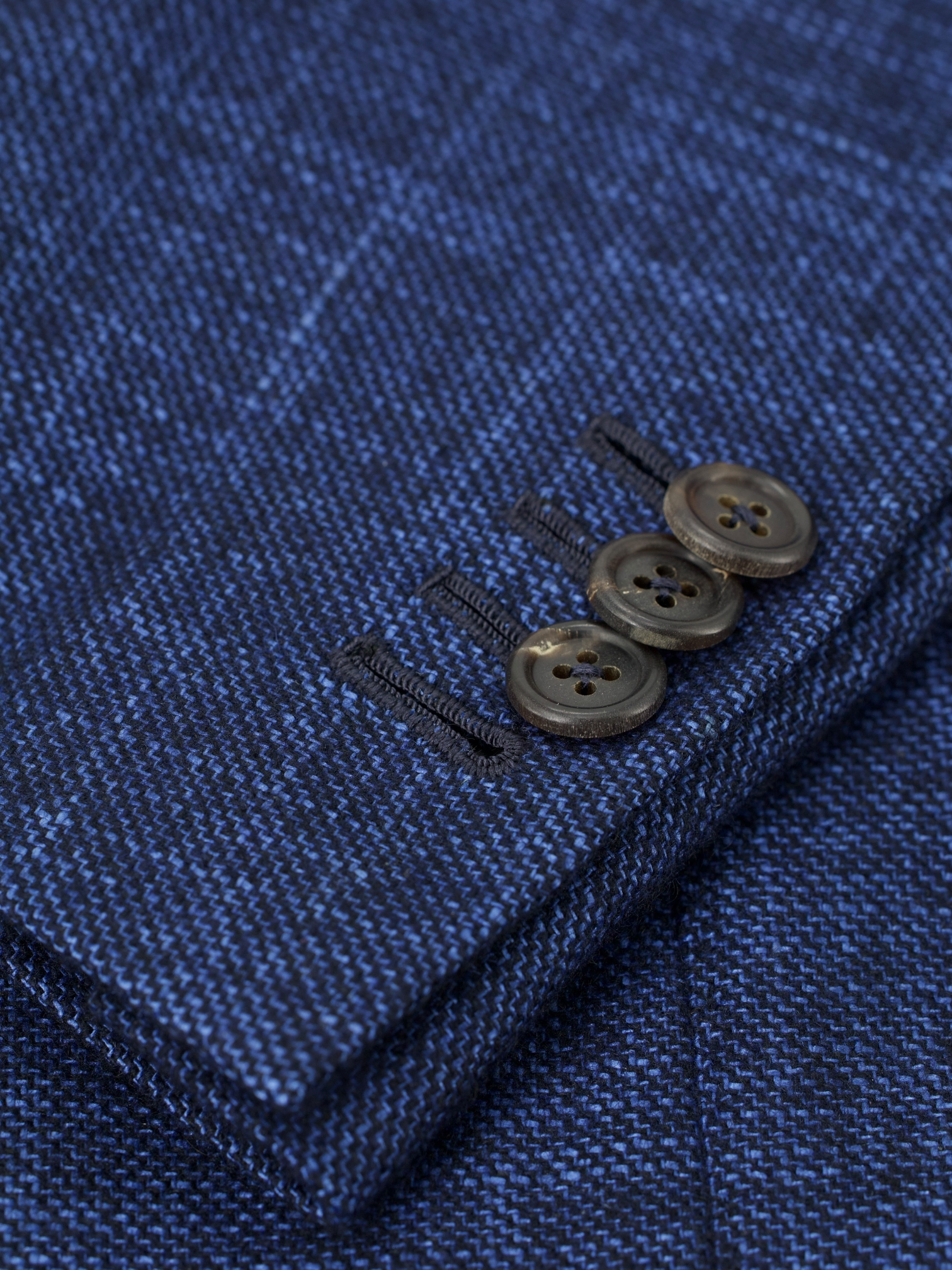 Orazio Luciano Blue Bicolor Silk & Cashmere Micro-Pattern Jacket