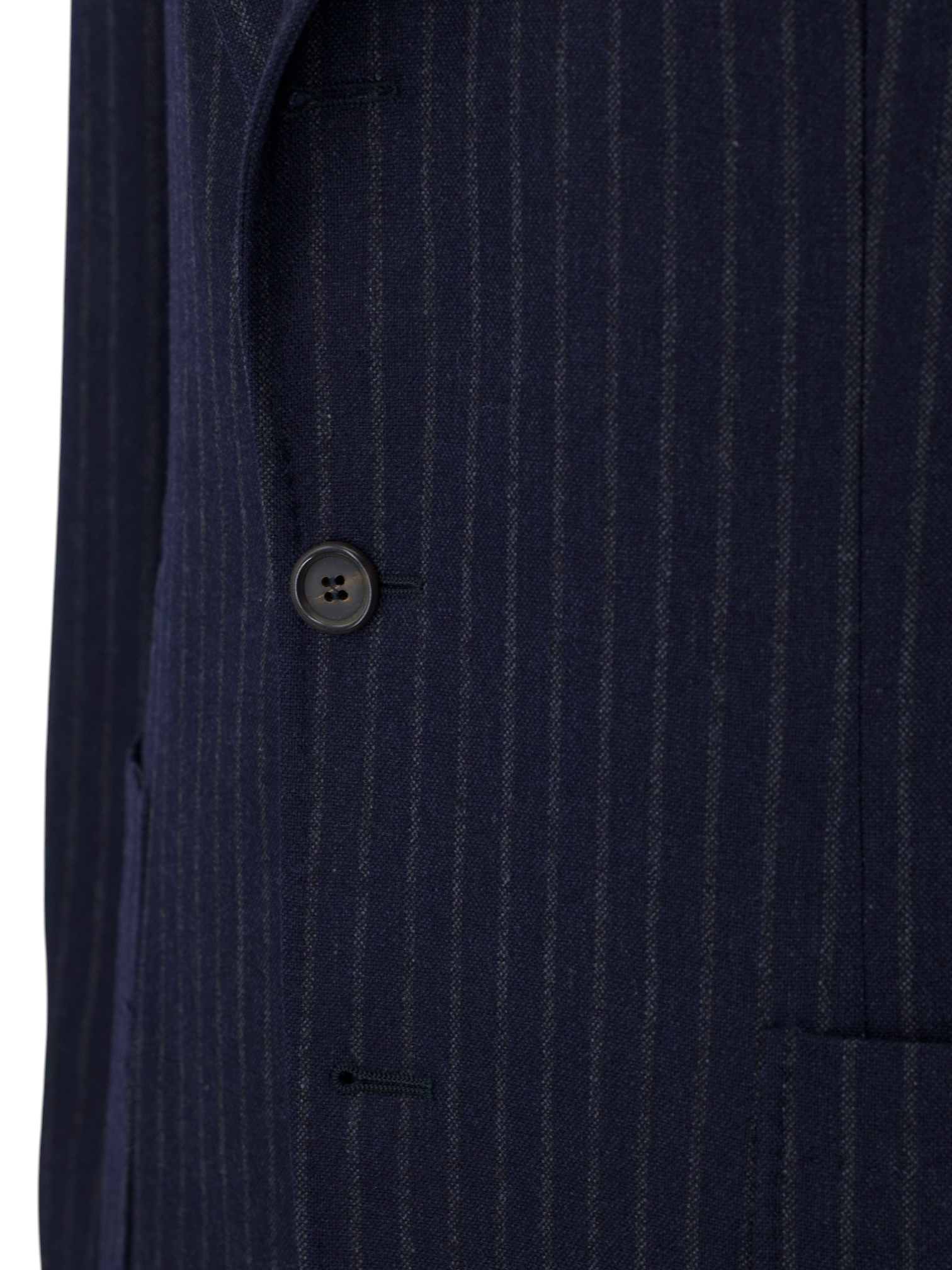 Brunello Cucinelli Navy & Light Brown Wool, Mohair & Cashmere Pinstripe Jacket