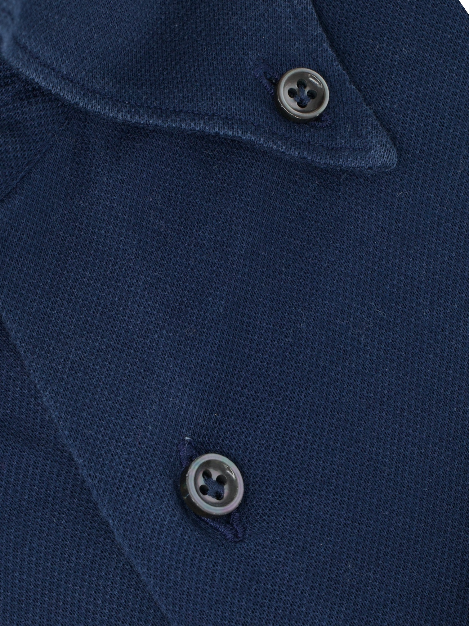 Fray Dark Blue Cotton Piqué Knitted Button-Down Shirt
