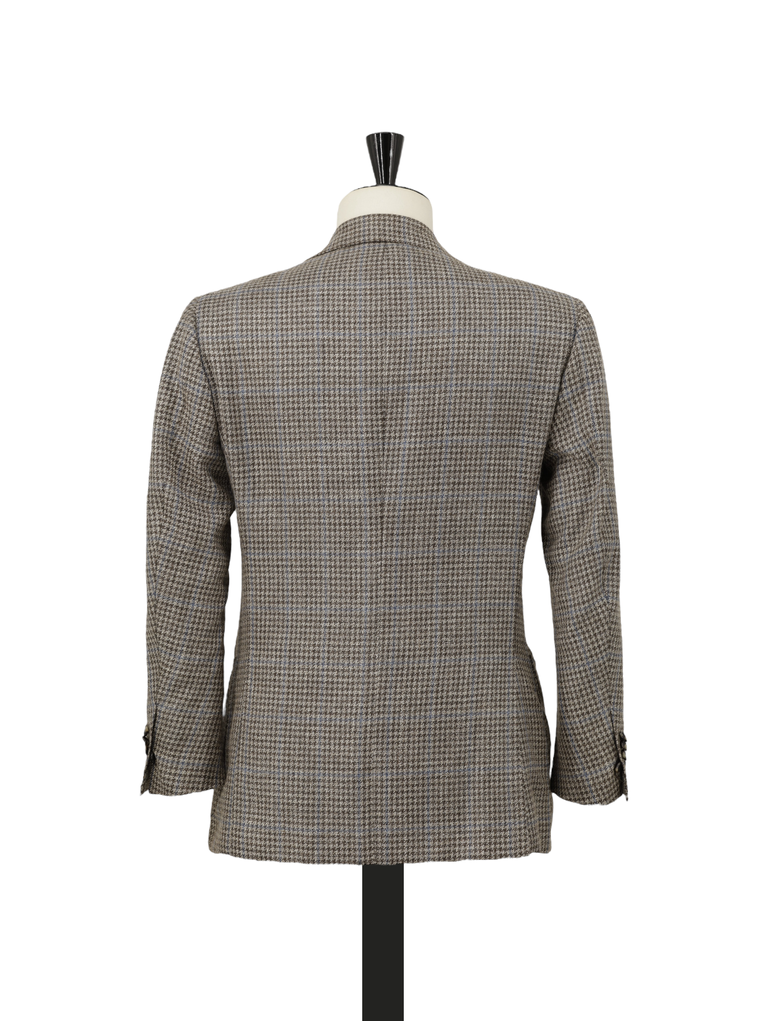 Cesare Attolini Taupe & Light Blue Wool, Silk & Linen Windowpane Jacket