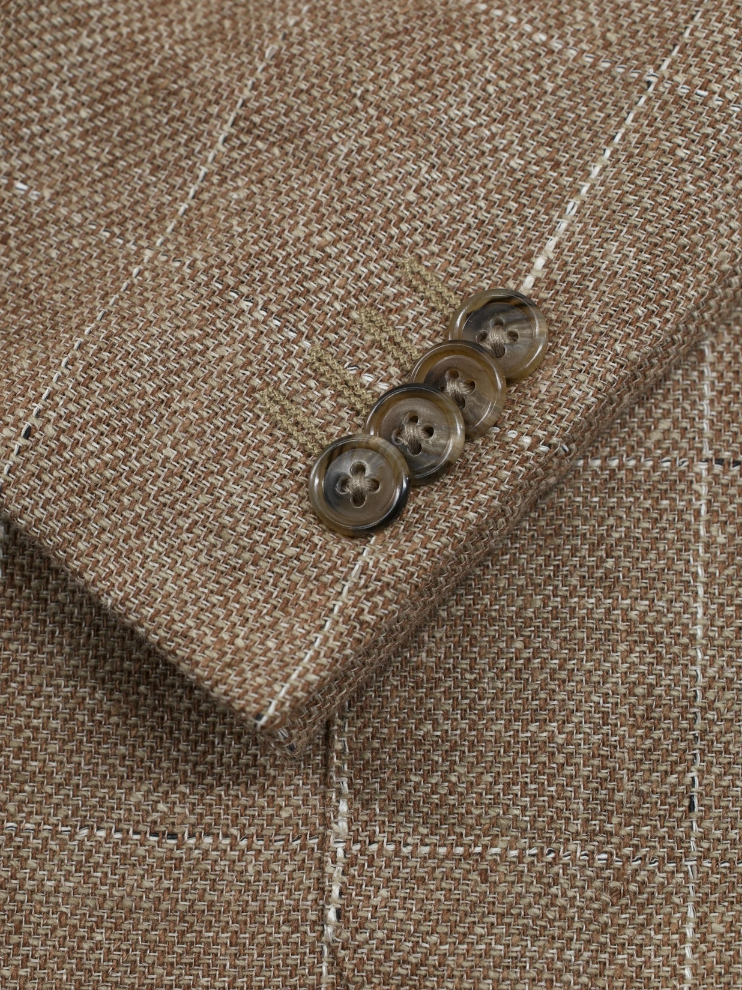 Corneliani Light Brown Wool, Silk & Linen Windowpane Gate Jacket