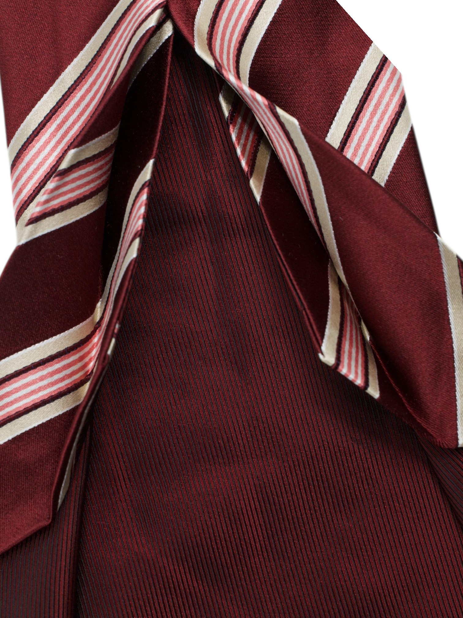 Luigi Borrelli 5-Fold Burgundy & Pink Multi-Striped Business Tie