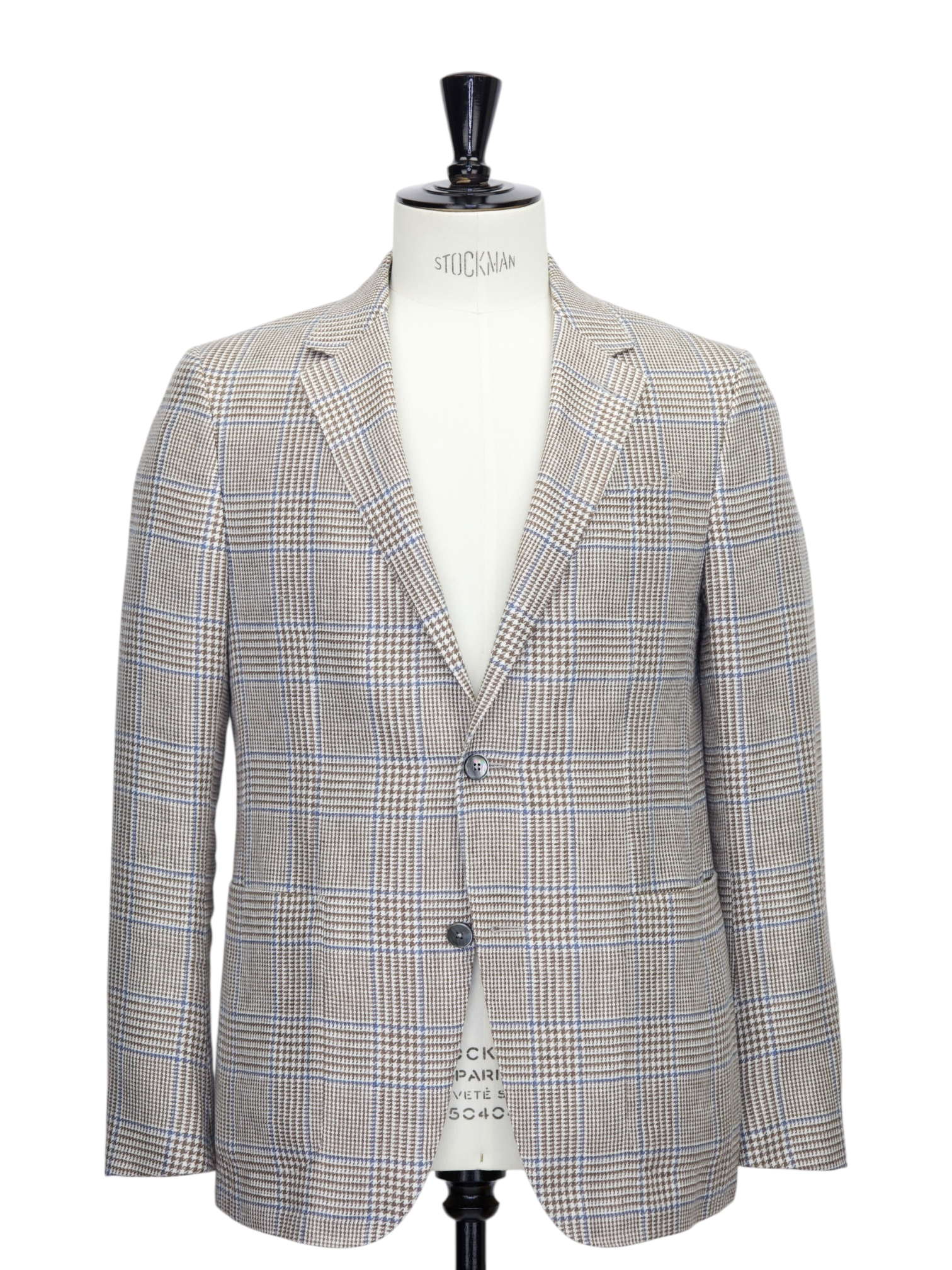 Ermenegildo Zegna Light Brown Linen, Wool & Silk Prince of Wales Jacke