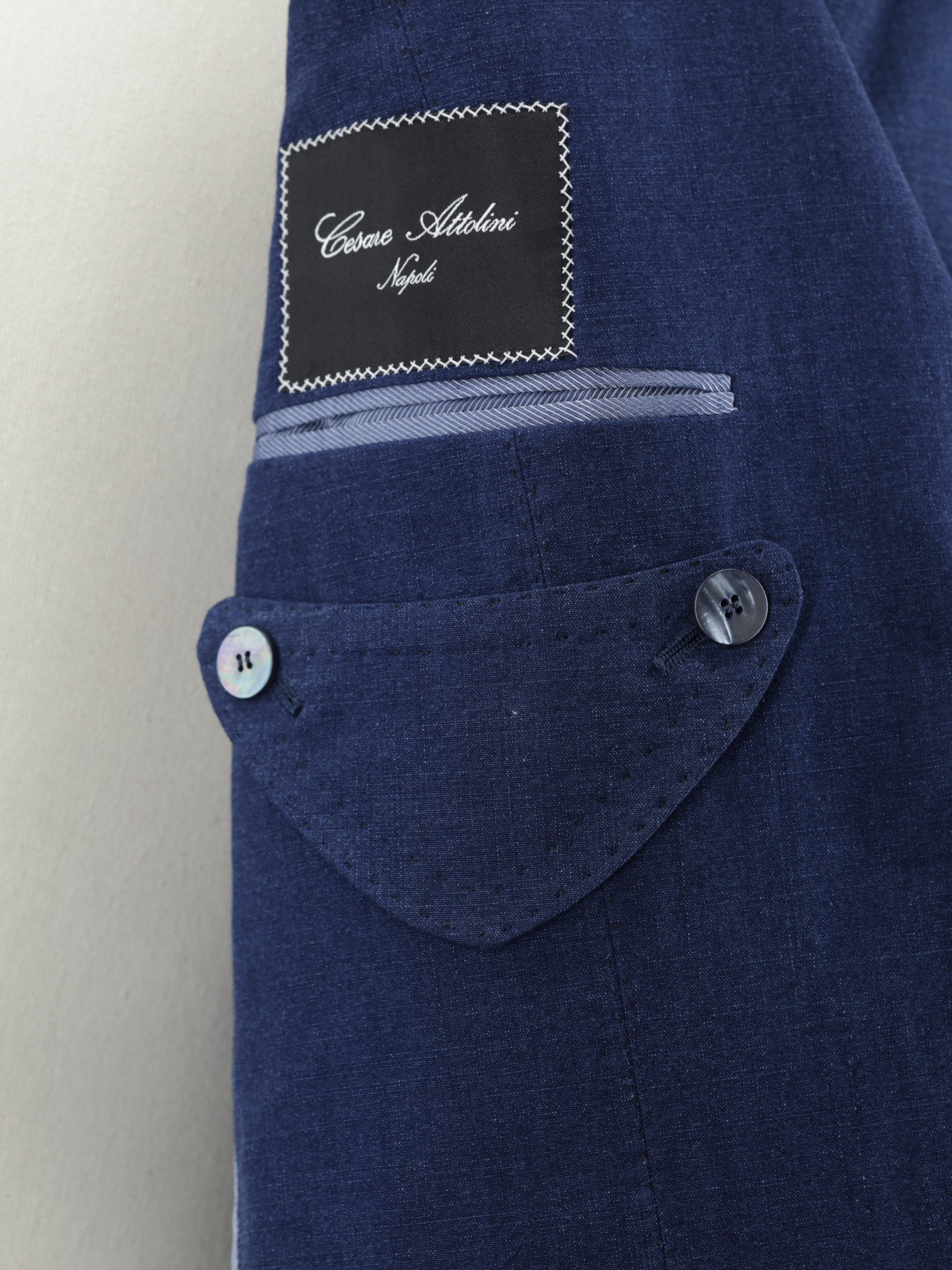 Cesare Attolini Neapolitan Blue Cotton Sahariana Summer Jacket
