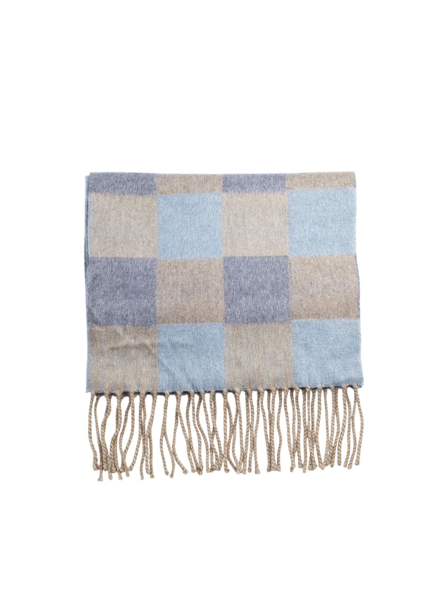 Canali Brown & Blue Pure Cashmere Checkered Scarf
