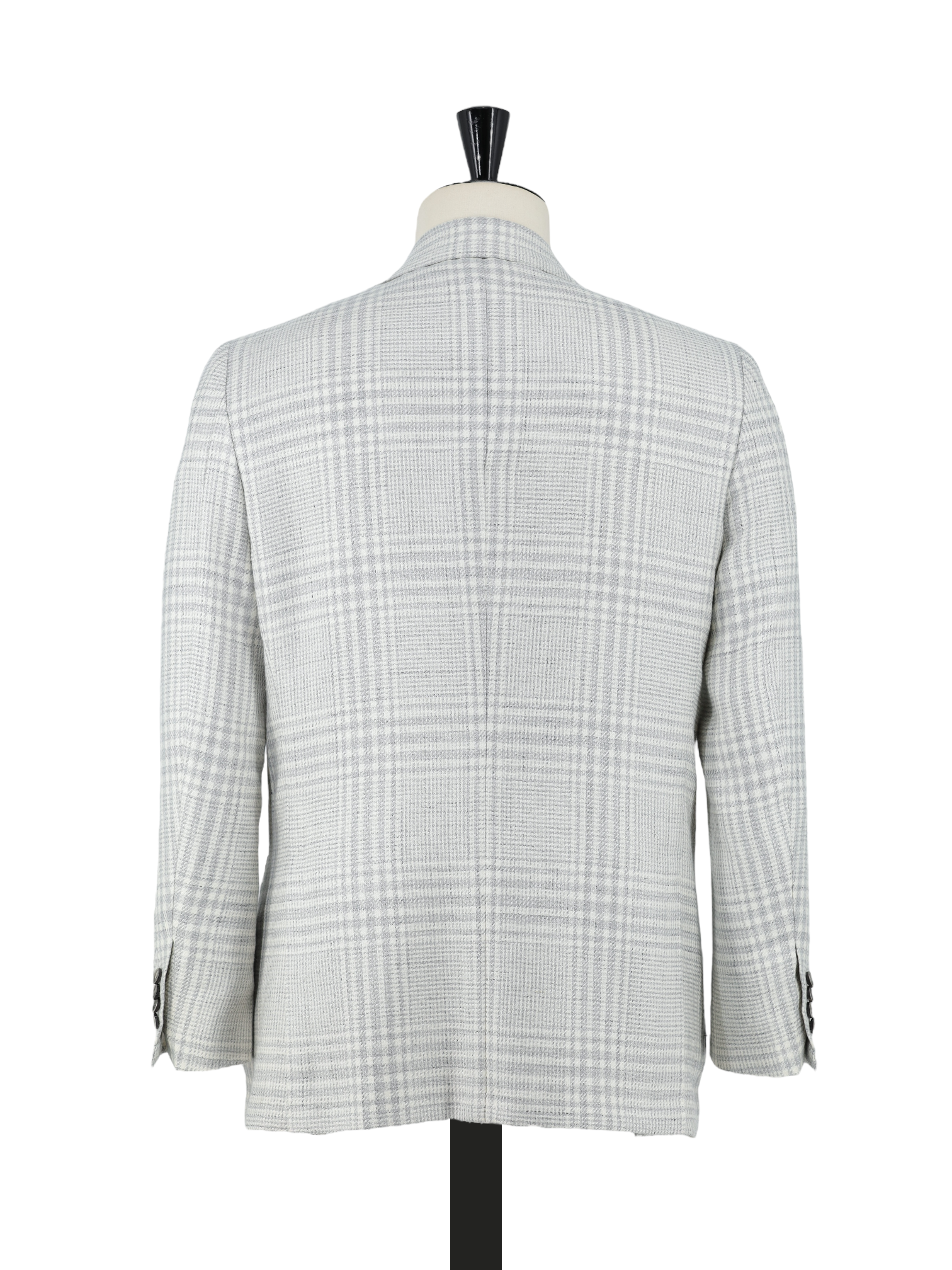 Kiton Light Grey Wool, Cashmere, Silk & Linen Prince of Wales Jacket