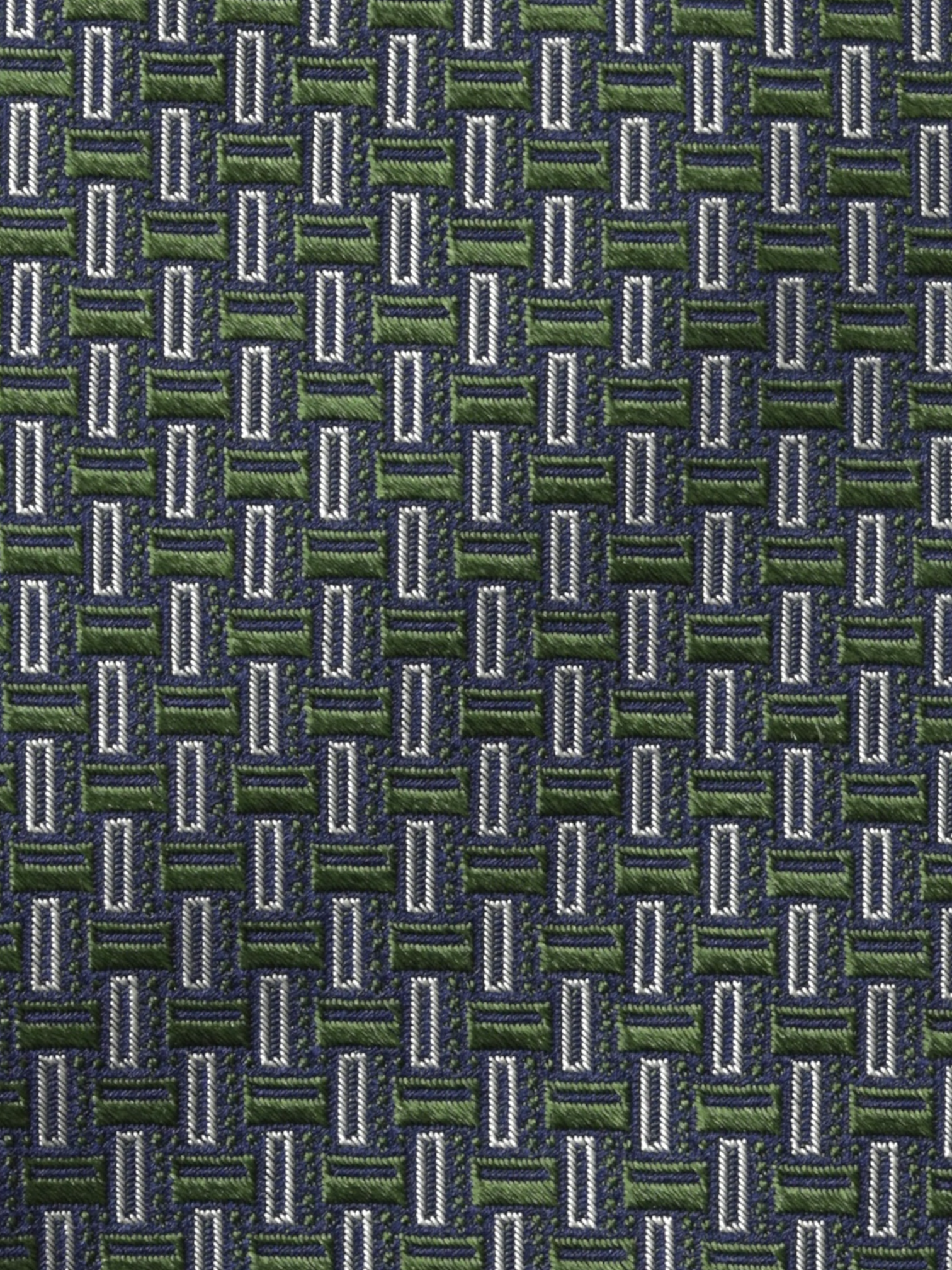 Kiton 5-Fold Dark Green Silk Geometric-Pattern Self-Tipped Tie