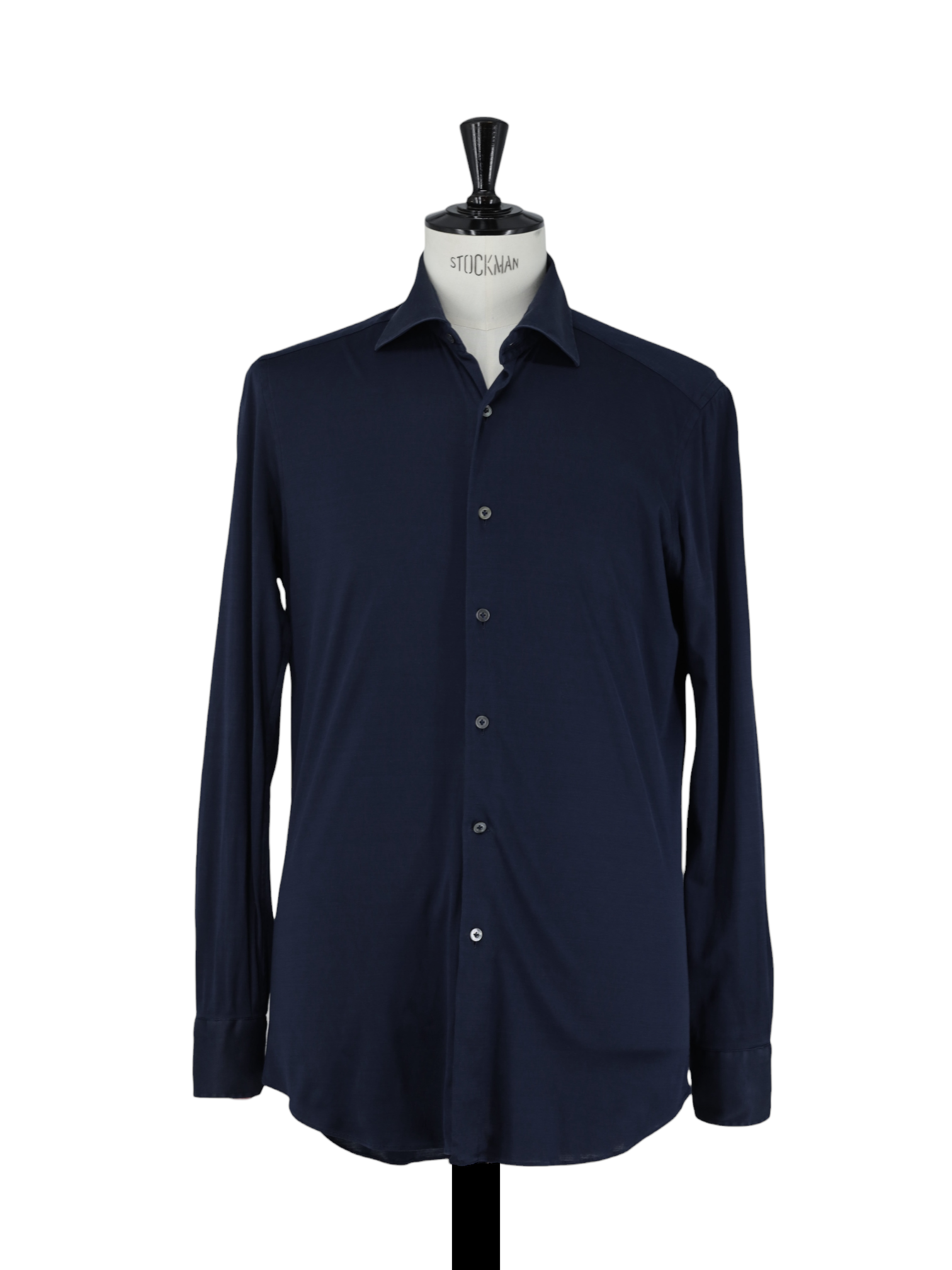 Fray Navy Jersey-Knitted Cotton "Gabriel" Shirt