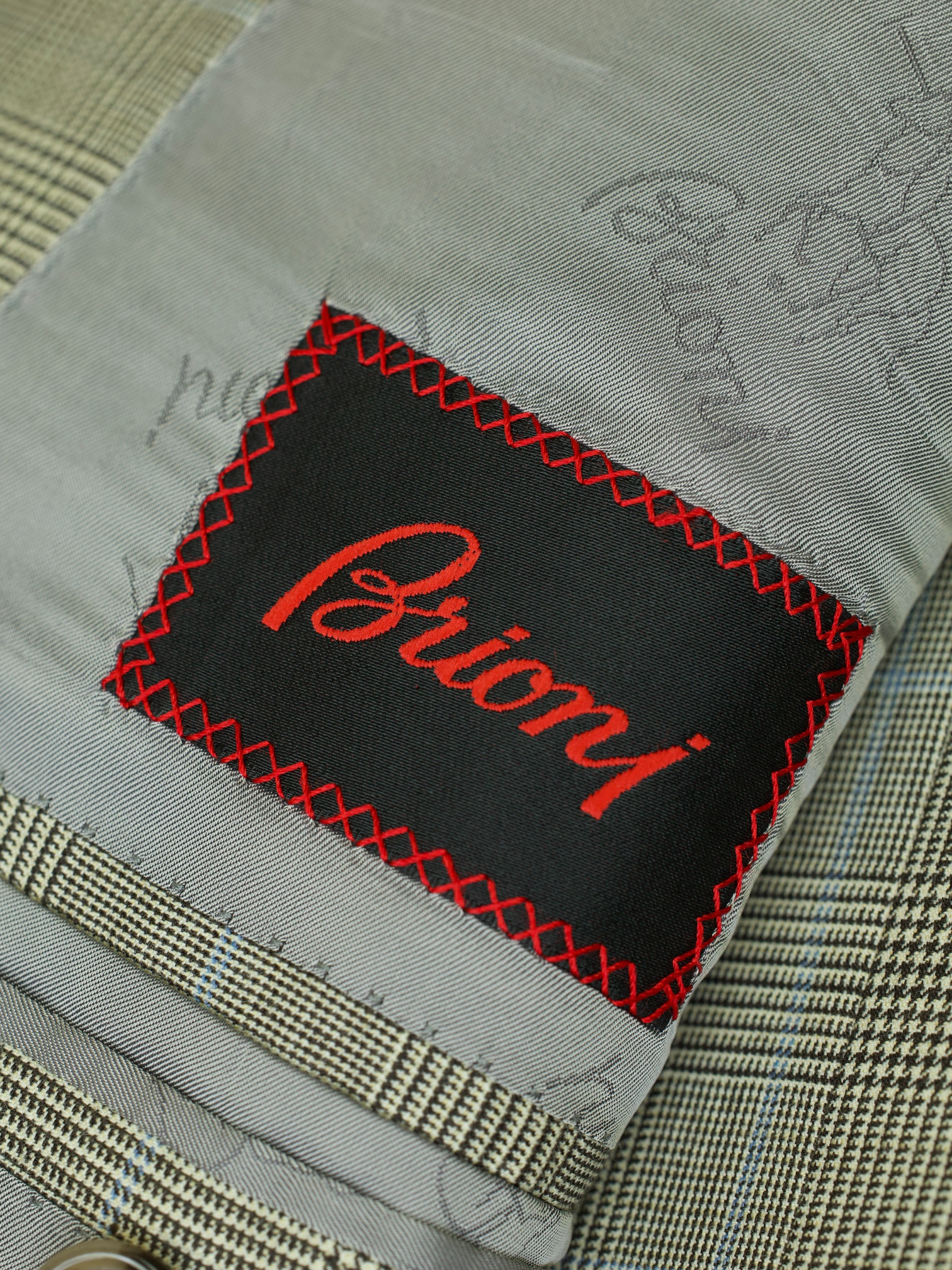 Brioni Light Grey & Light Blue Wool Prince of Wales Nomentano Suit