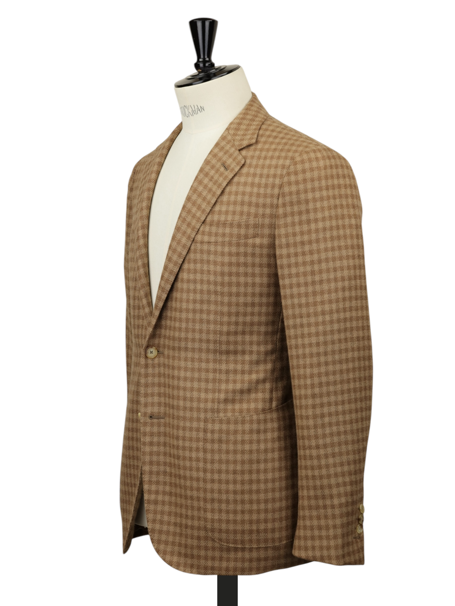 Caruso Light Brown “GobiGold” Camel Hair & Wool Gingham Jacket