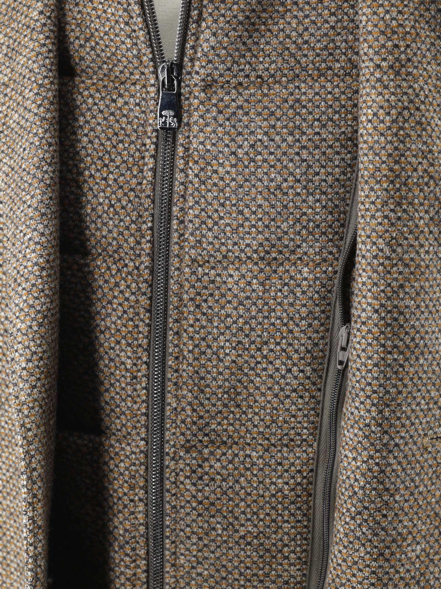 Corneliani ID Brown & Orange Wool & Cashmere Bicolor Micro-Pattern Vespa Jacket
