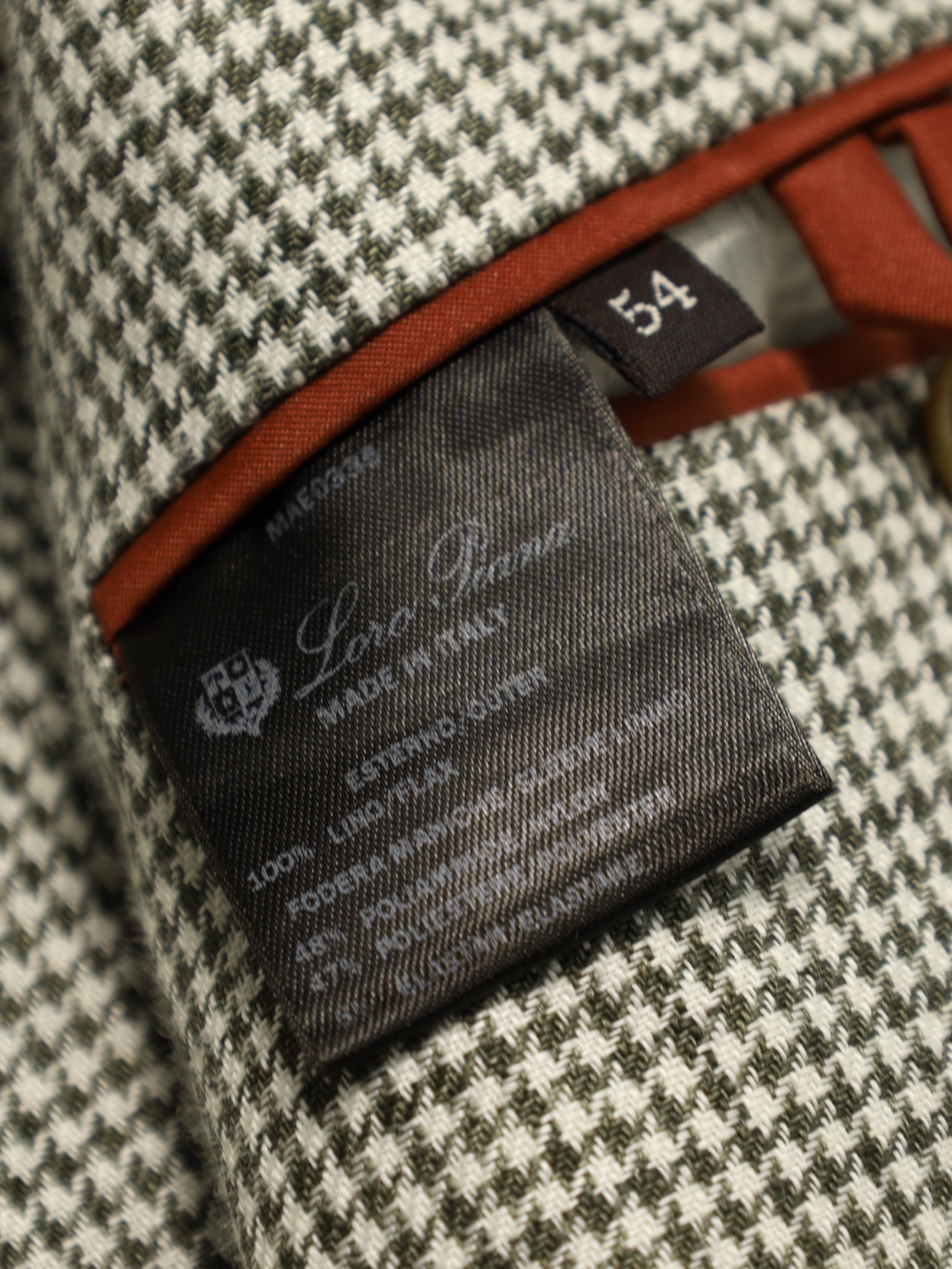 Loro Piana Olive Green Pied de Poule Rain System Linen Jacket