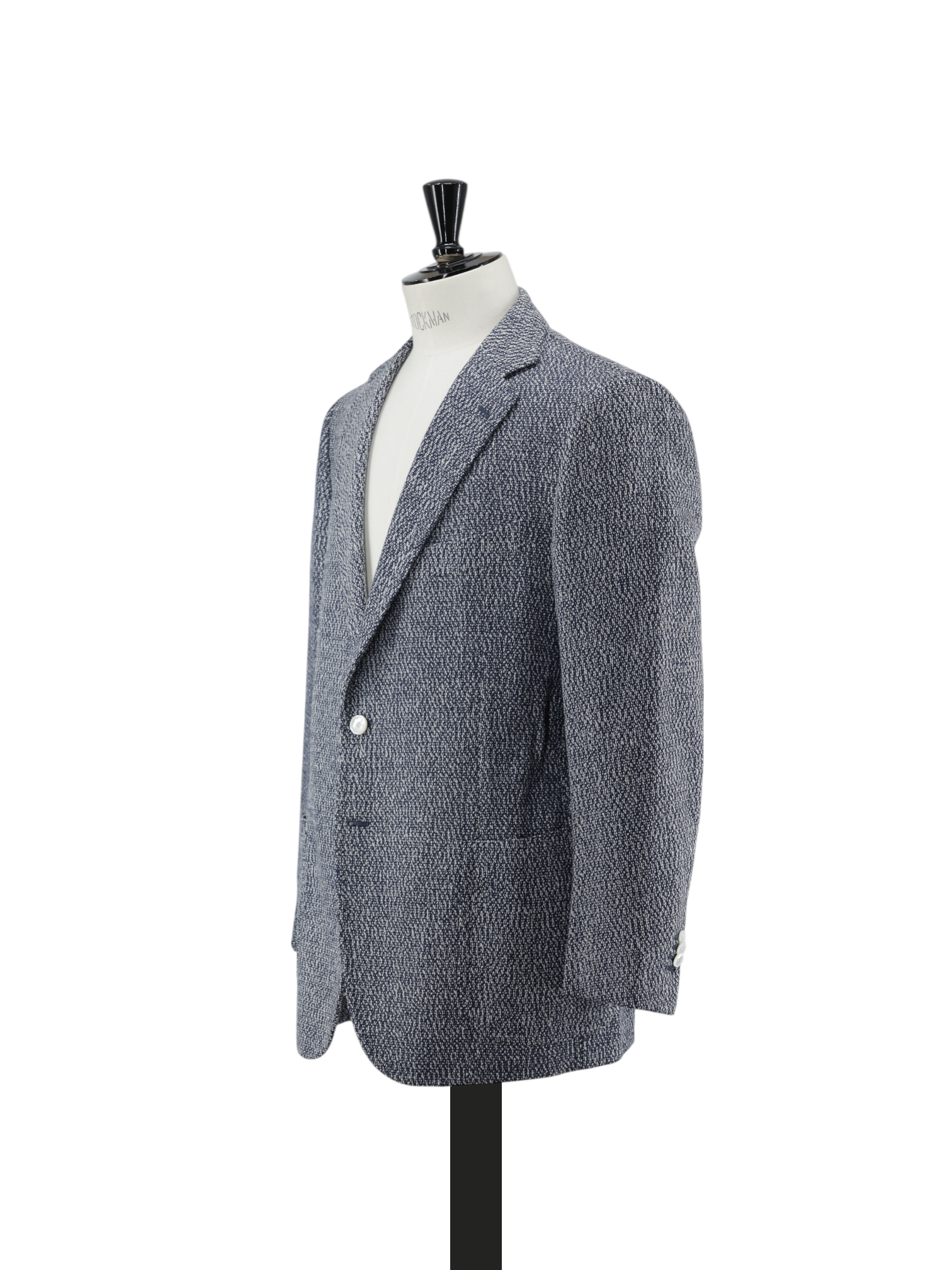 Cesare Attolini Dark Blue & White Wool-Stretch Bouclé Jacket