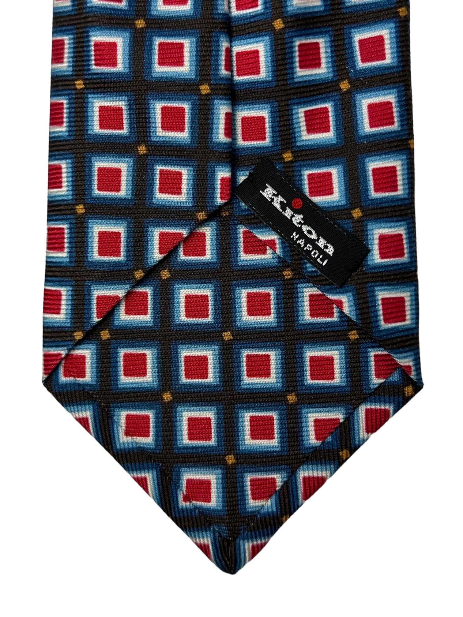 Kiton 5-Fold Dark Brown Geometric Square Tie