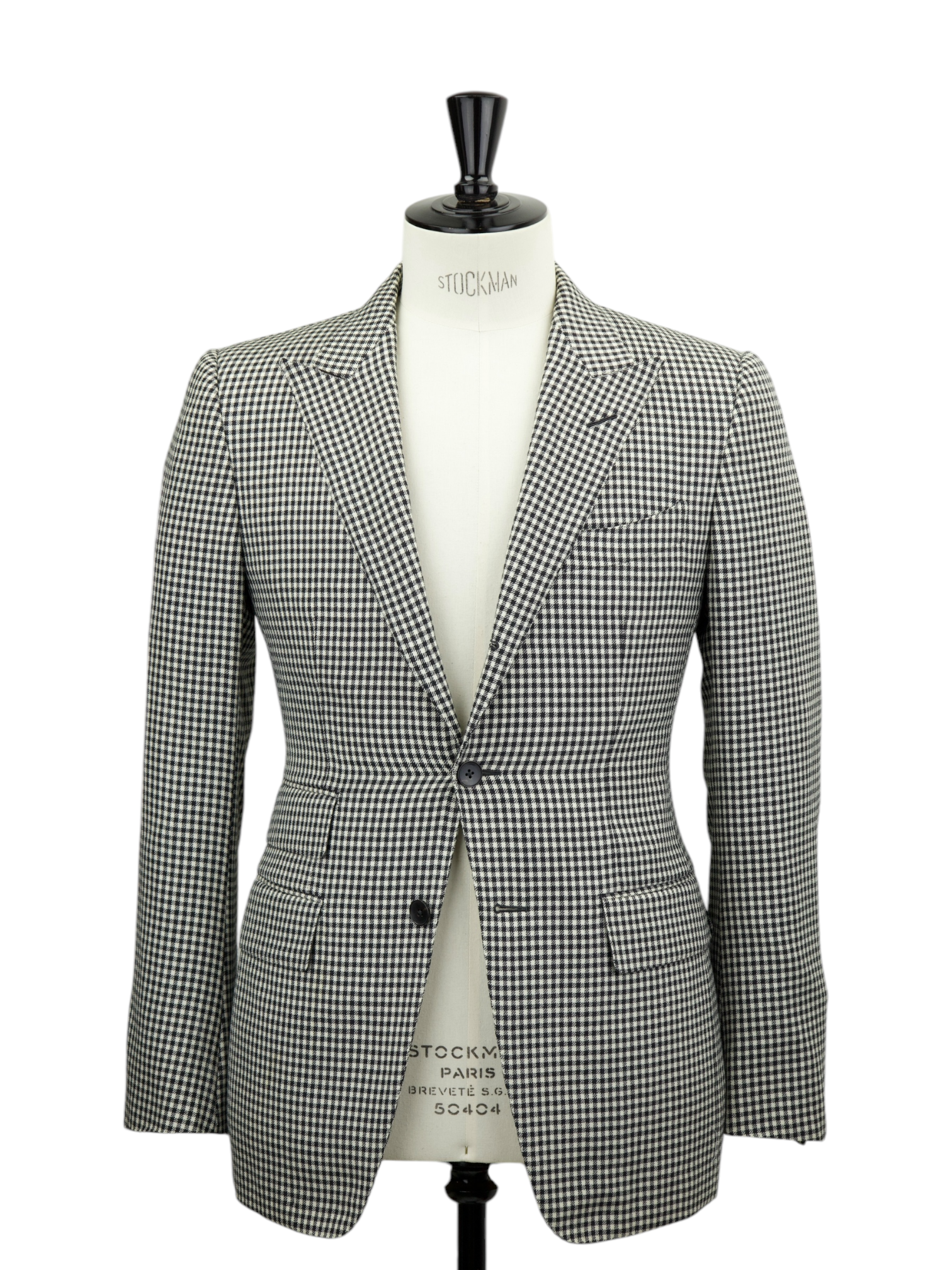 Tom Ford Black & White Wool & Silk Gingham-Check Regency Jacket