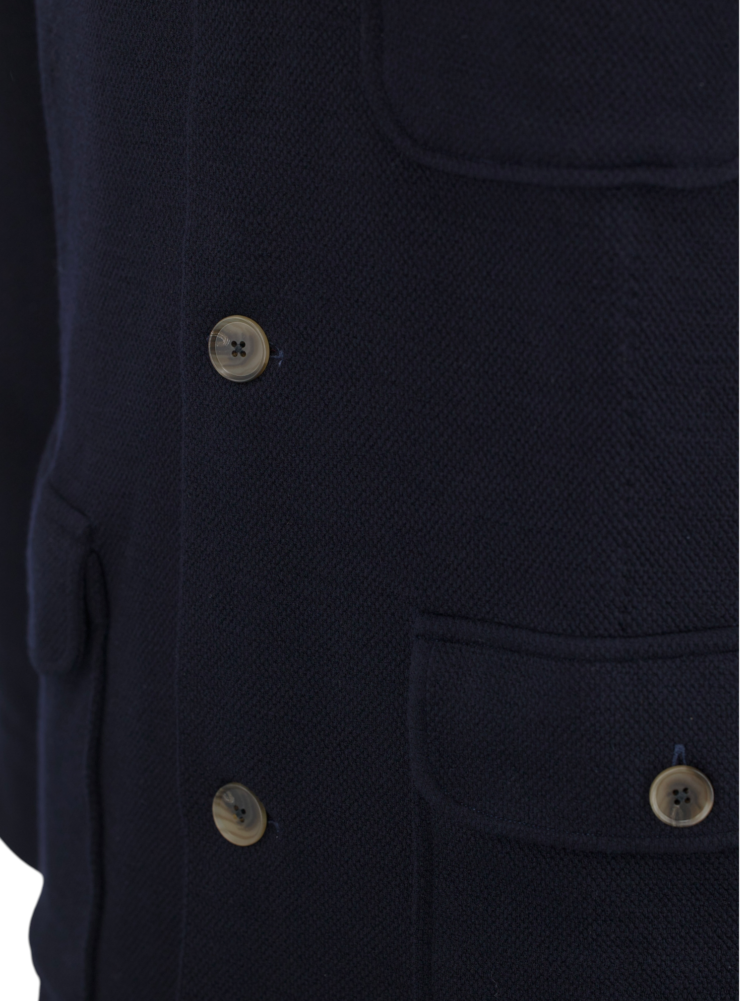 100 Hands Black Piqué-Knitted Wool Mandarin-Collar Traveller Jacket