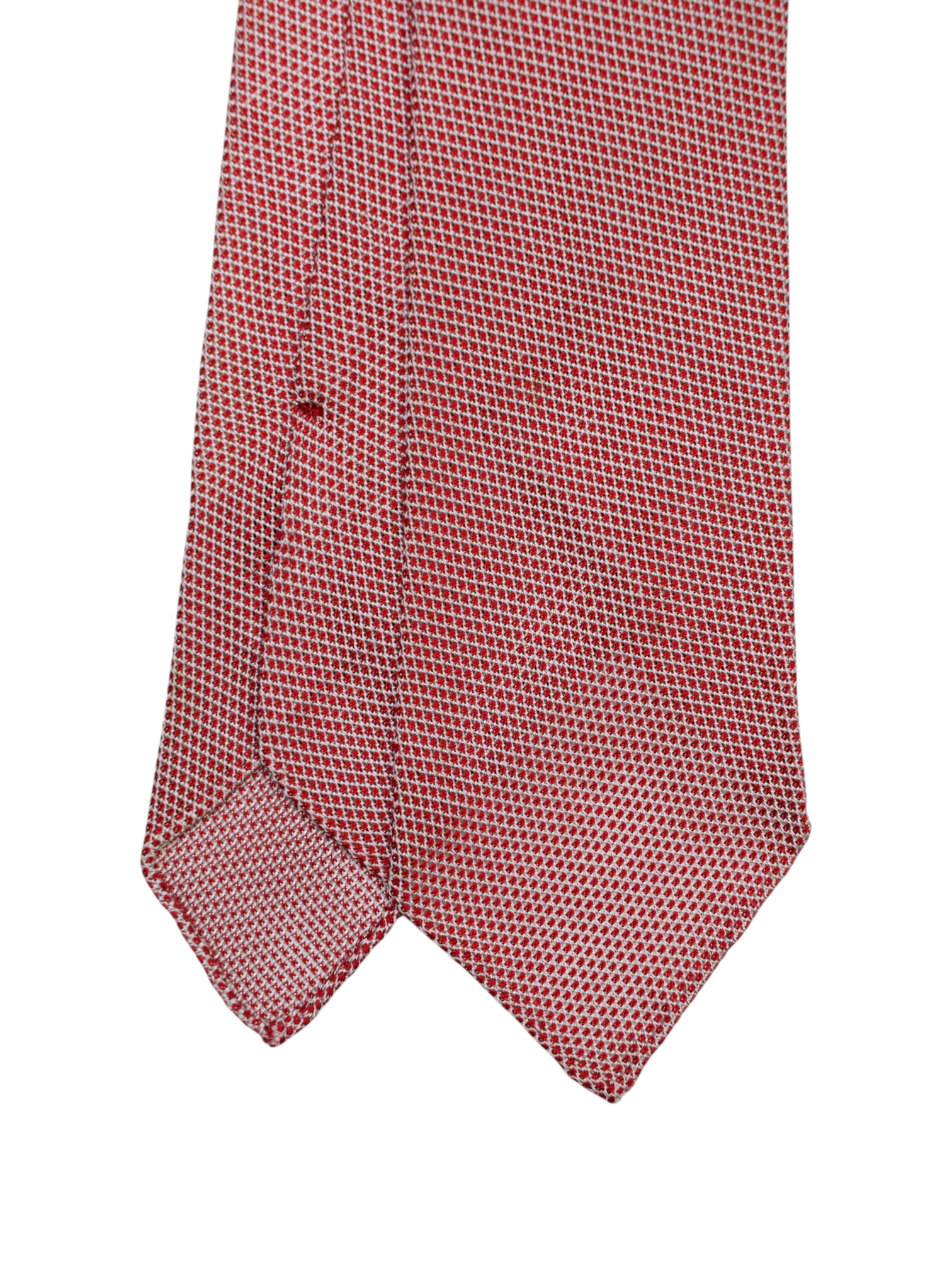Kiton 5-Fold Red Handrolled Silk Micro-Pattern Tie