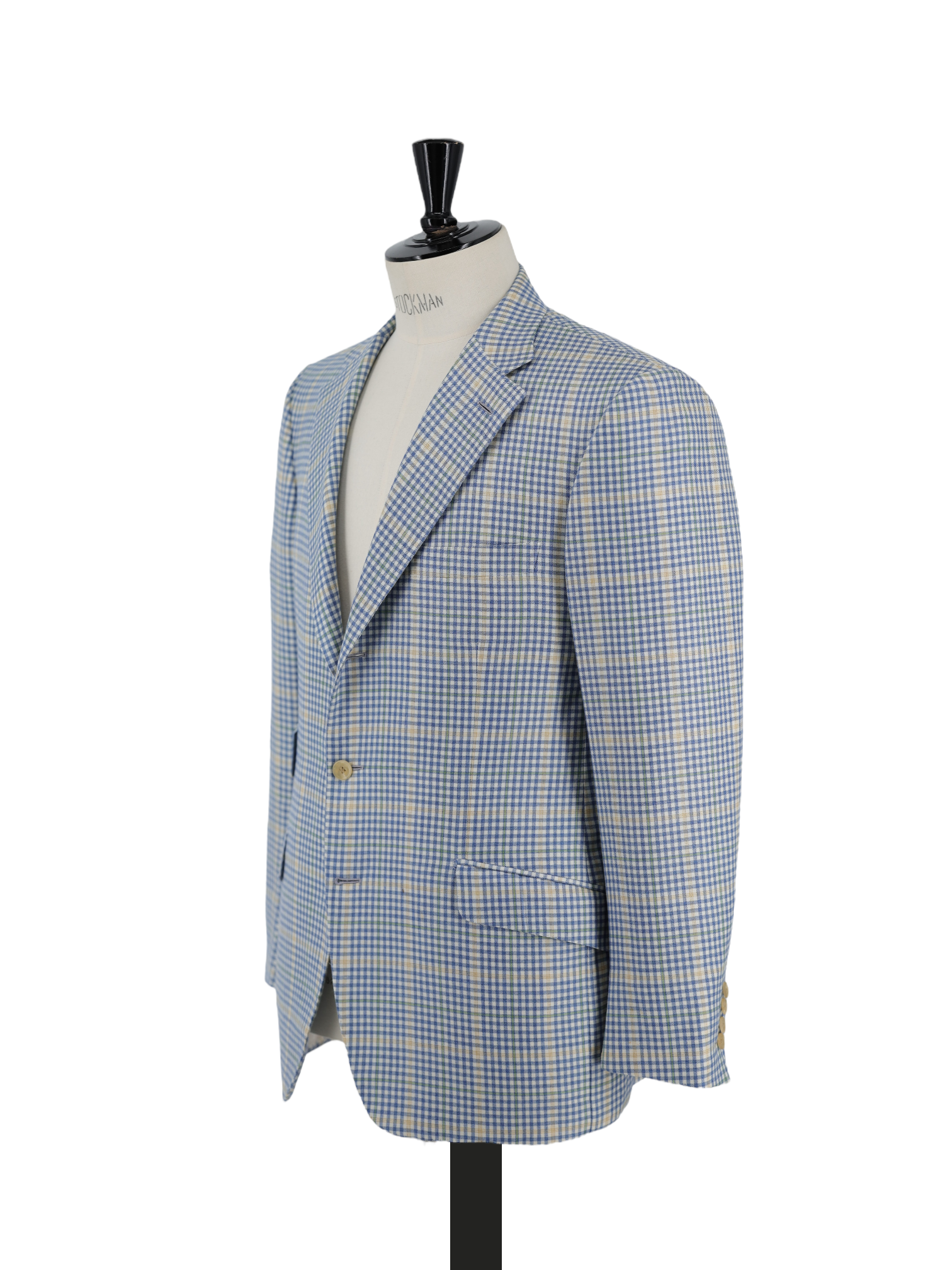 Brioni Light Blue & Yellow Cashmere & Silk Overcheck "Chigi" Jacket