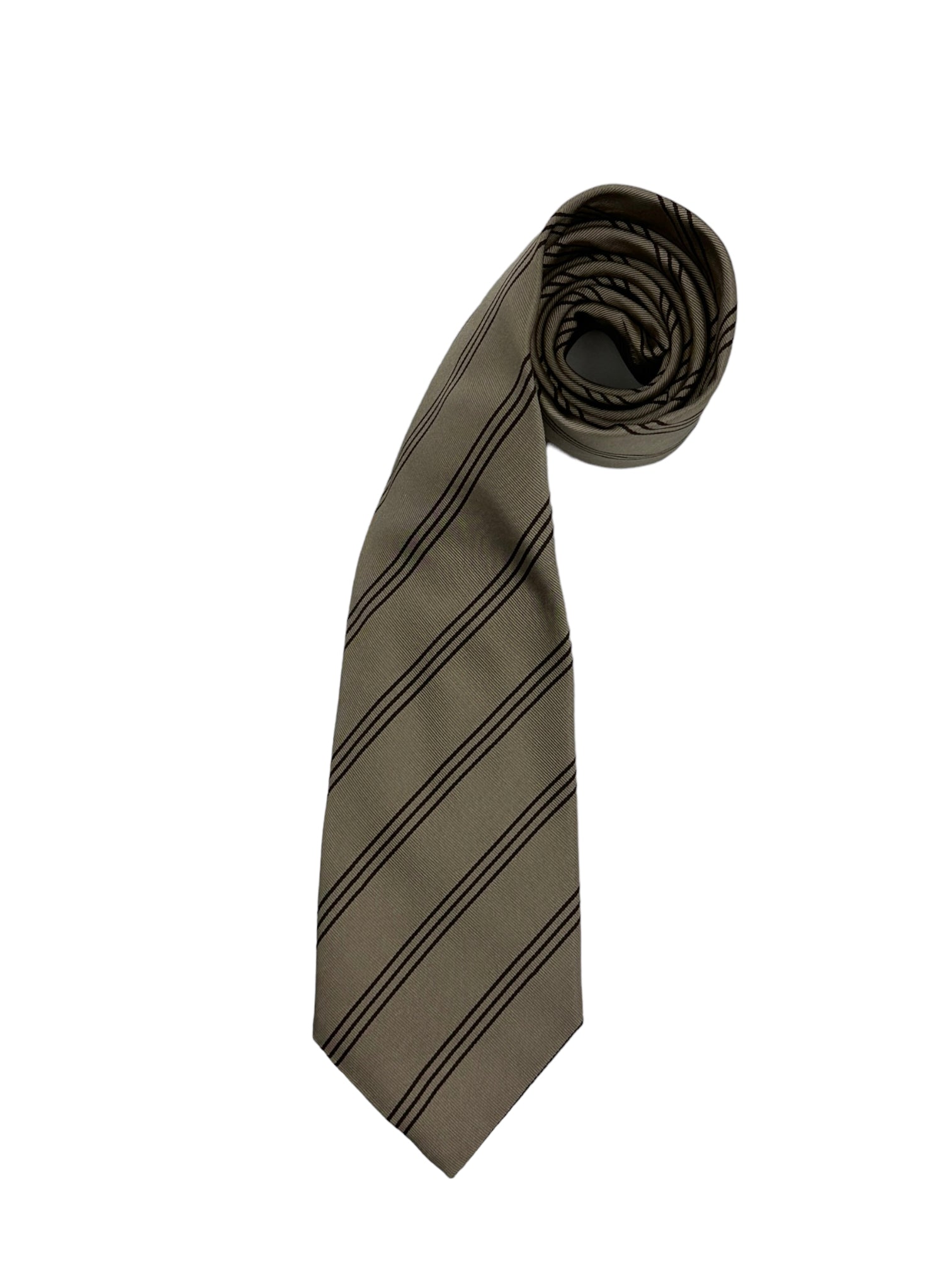 Cesare Attolini Sand Club Stripe Tie