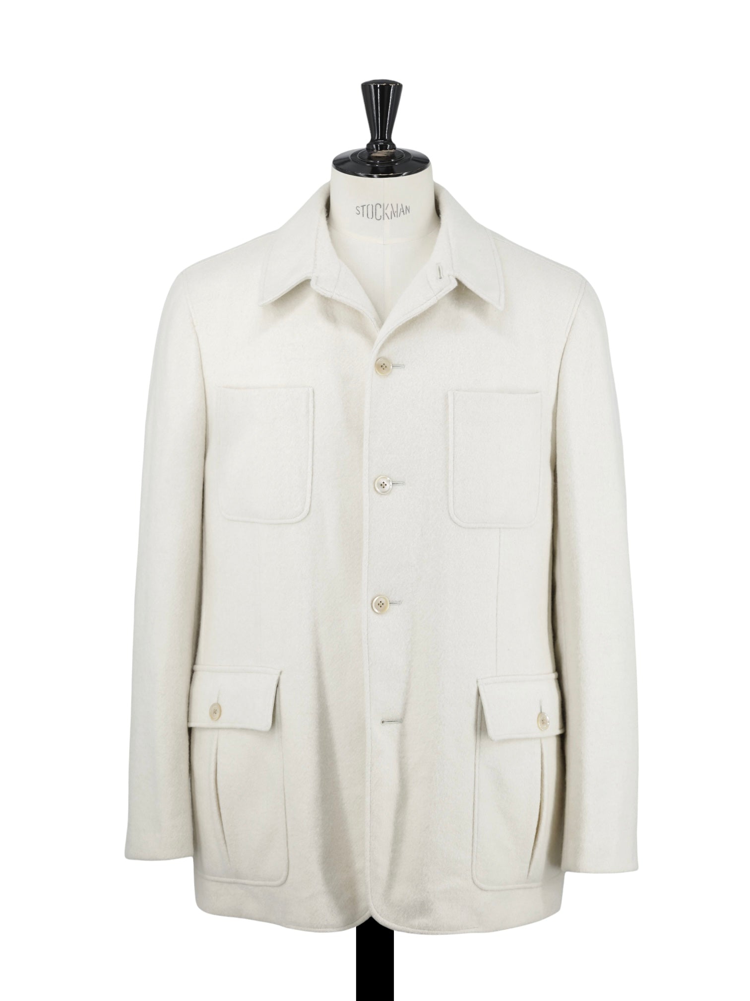 Caruso Offwhite Baby Alpaca, Wool & Stretch Overshirt Coat