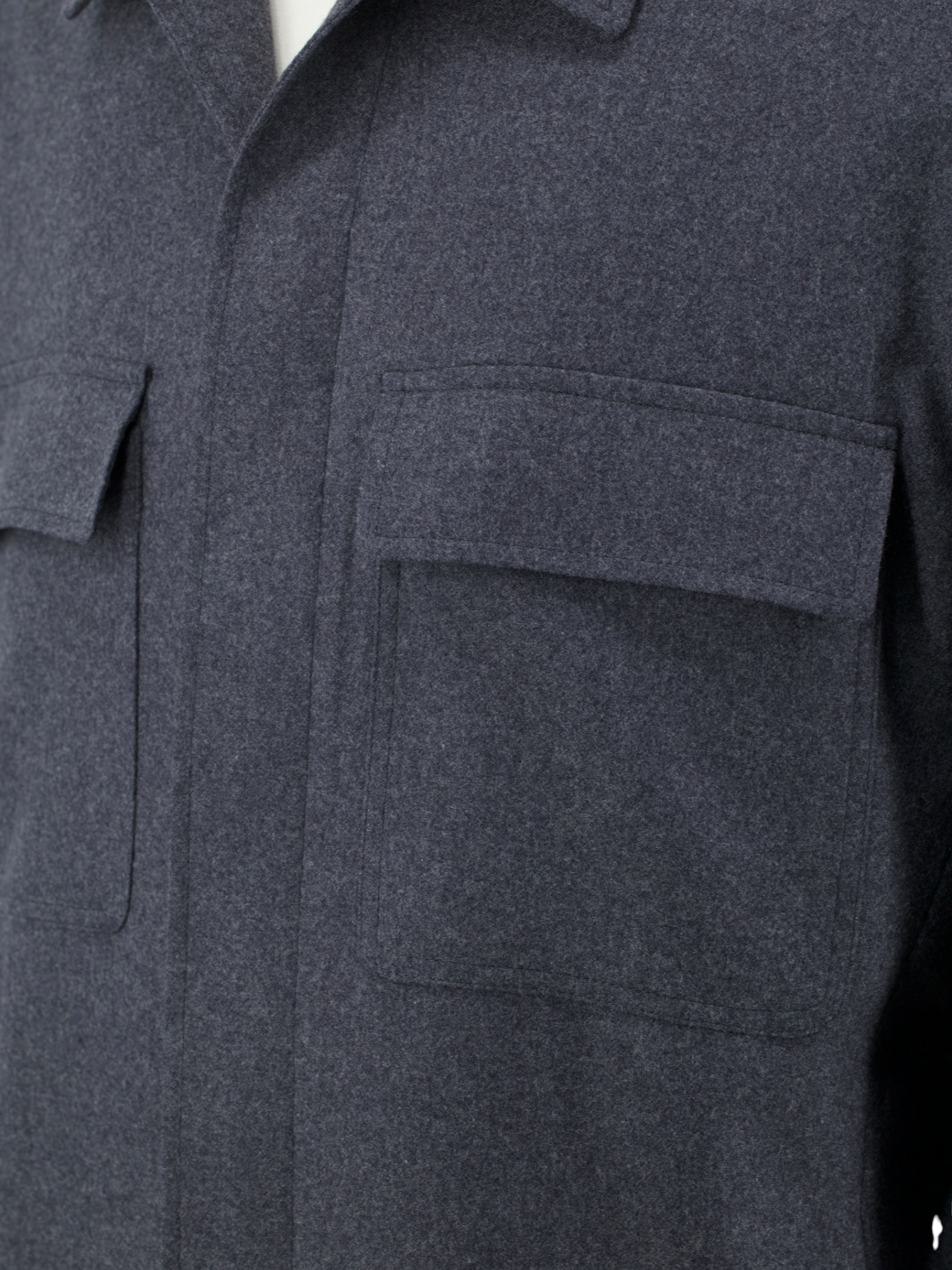 Lardini Dark Grey Wool & Cashmere Flannel Overshirt